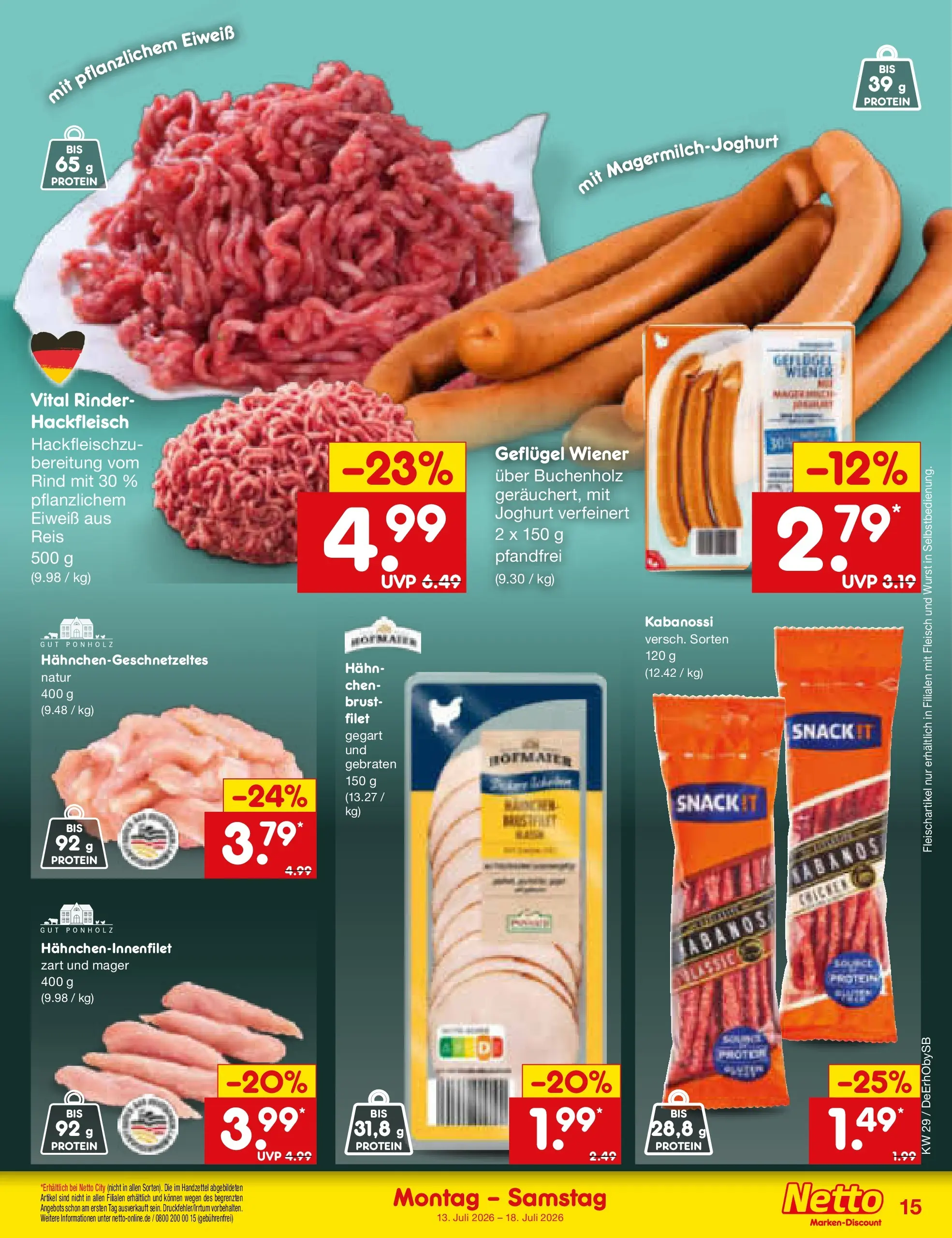 Netto Marken-Discount Prospekt München (ab 13.07.2026) » Angebote | Seite: 19 | Produkte: Joghurt, Wurst, Fleisch, Hackfleisch Netto Marken-Discount Prospekt München (ab 13.07.2026) » Angebote | Seite: 19 | Produkte: Joghurt, Wurst, Fleisch, Hackfleisch