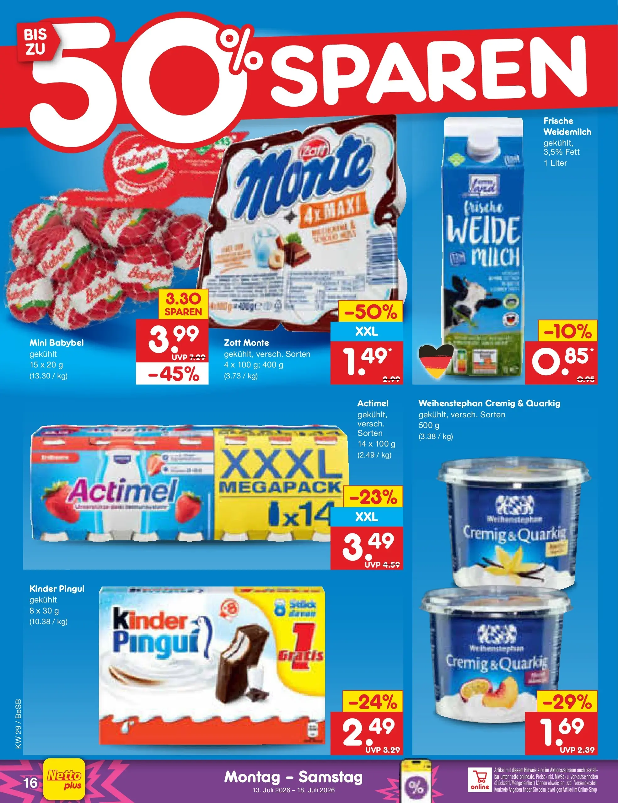 Netto Marken-Discount Prospekt Berlin-Prenzlauer Berg (ab 13.07.2026) » Angebote | Seite: 20 | Produkte: Actimel, Milch, Babybel