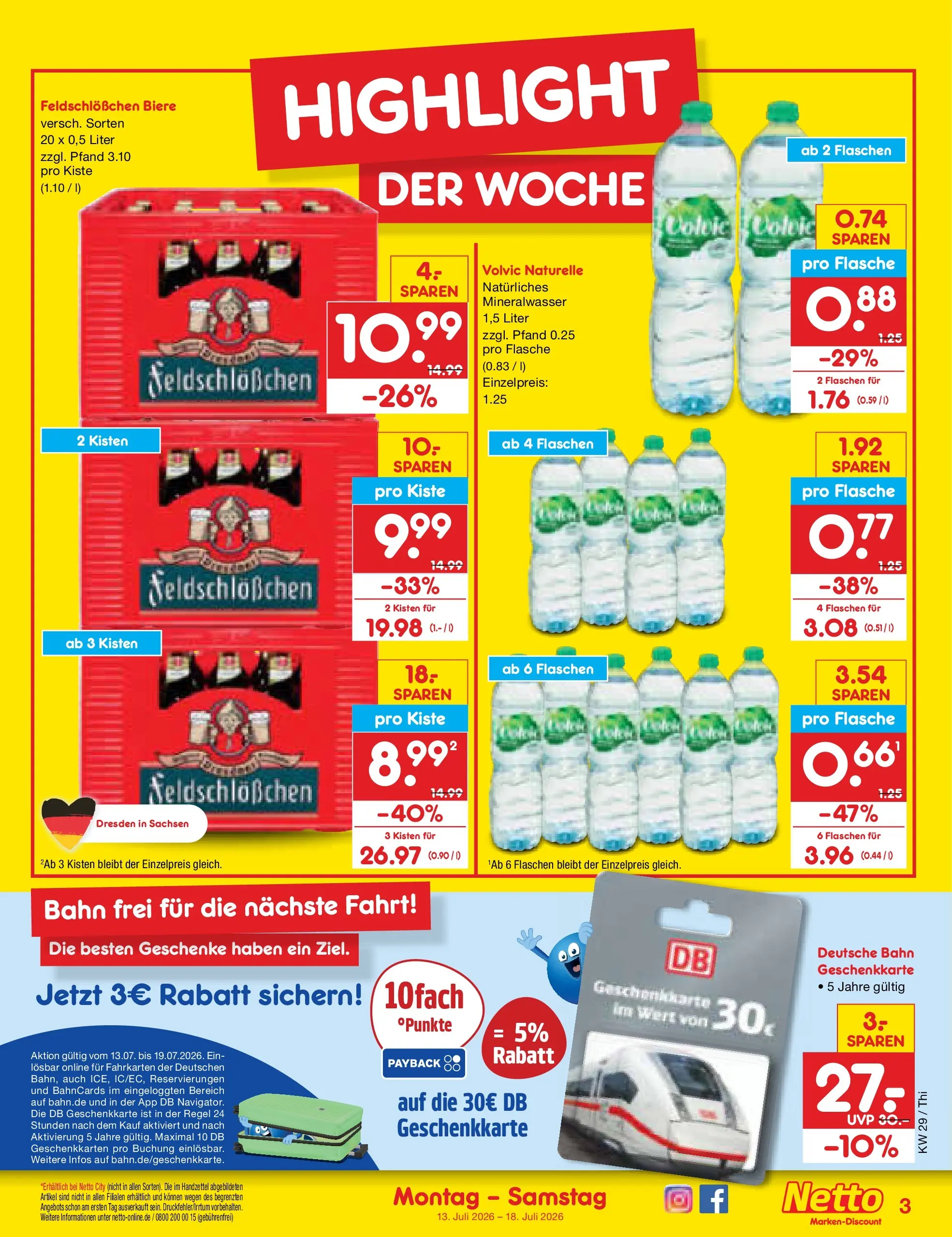 Netto Marken-Discount Prospekt Thiendorf (ab 13.07.2026) ยป Angebote | Seite: 3 | Produkte: Mineralwasser, Volvic Netto Marken-Discount Prospekt Thiendorf (ab 13.07.2026) ยป Angebote | Seite: 3 | Produkte: Mineralwasser, Volvic