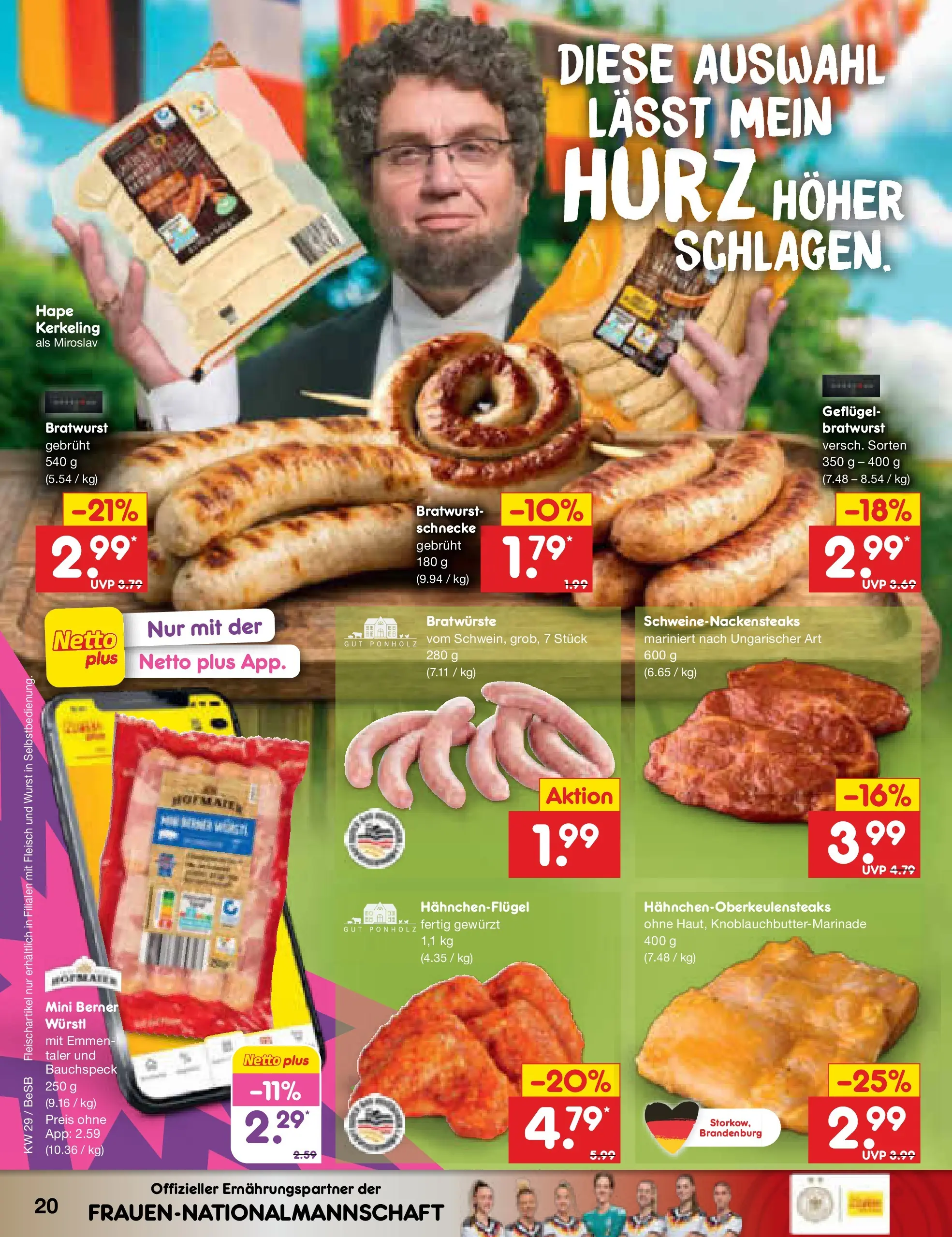 Netto Marken-Discount Prospekt Berlin-Prenzlauer Berg (ab 13.07.2026) » Angebote | Seite: 28 | Produkte: Würstl, Bratwurst, Wurst, Fleisch