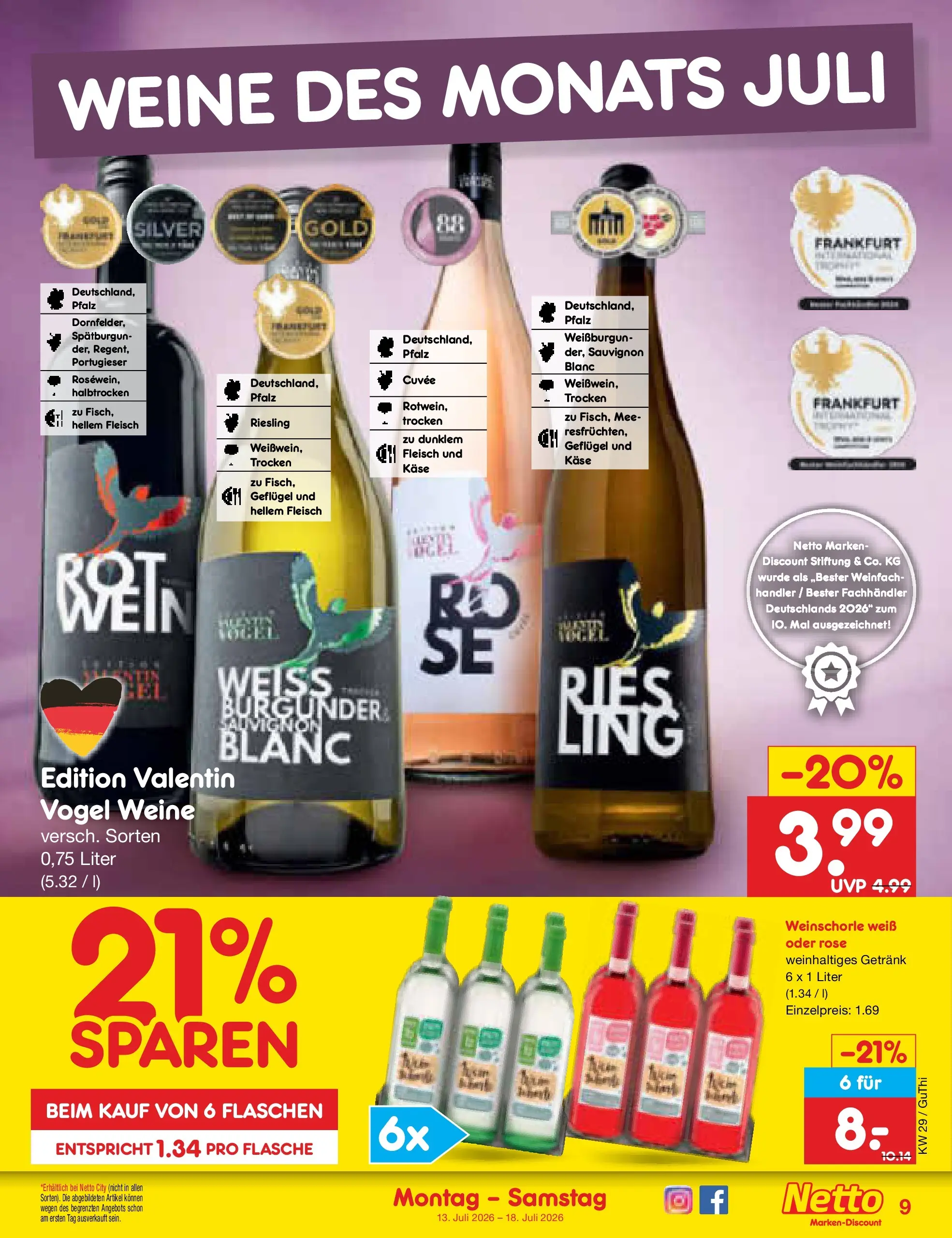 Netto Marken-Discount Prospekt Thiendorf (ab 13.07.2026) ยป Angebote | Seite: 9 | Produkte: Kรคse, Fisch, Weinschorle, Fleisch Netto Marken-Discount Prospekt Thiendorf (ab 13.07.2026) ยป Angebote | Seite: 9 | Produkte: Kรคse, Fisch, Weinschorle, Fleisch
