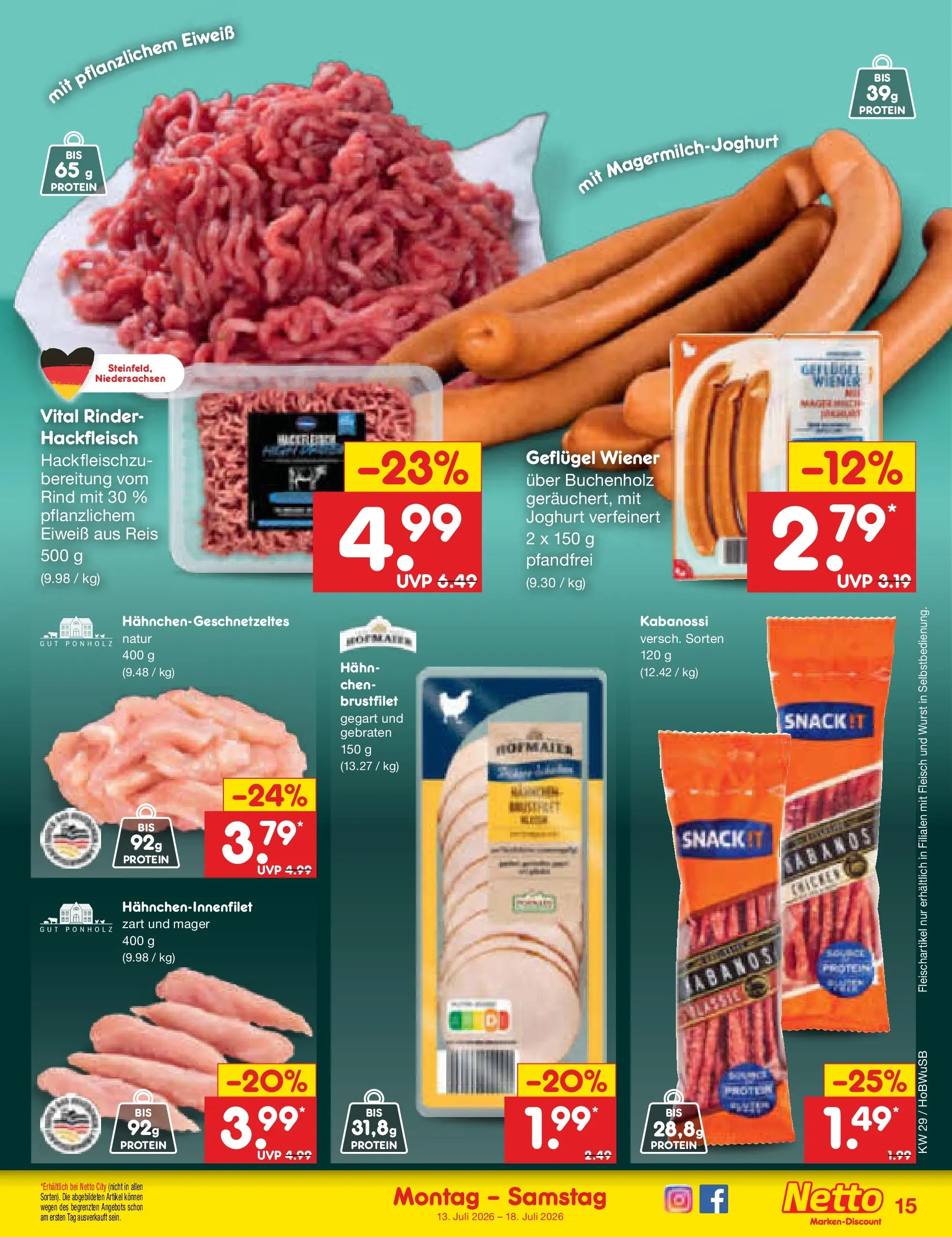 Netto Marken-Discount Prospekt Hannover (ab 13.07.2026) ยป Angebote | Seite: 19 | Produkte: Joghurt, Reis, Fleisch, Hackfleisch Netto Marken-Discount Prospekt Hannover (ab 13.07.2026) ยป Angebote | Seite: 19 | Produkte: Joghurt, Reis, Fleisch, Hackfleisch