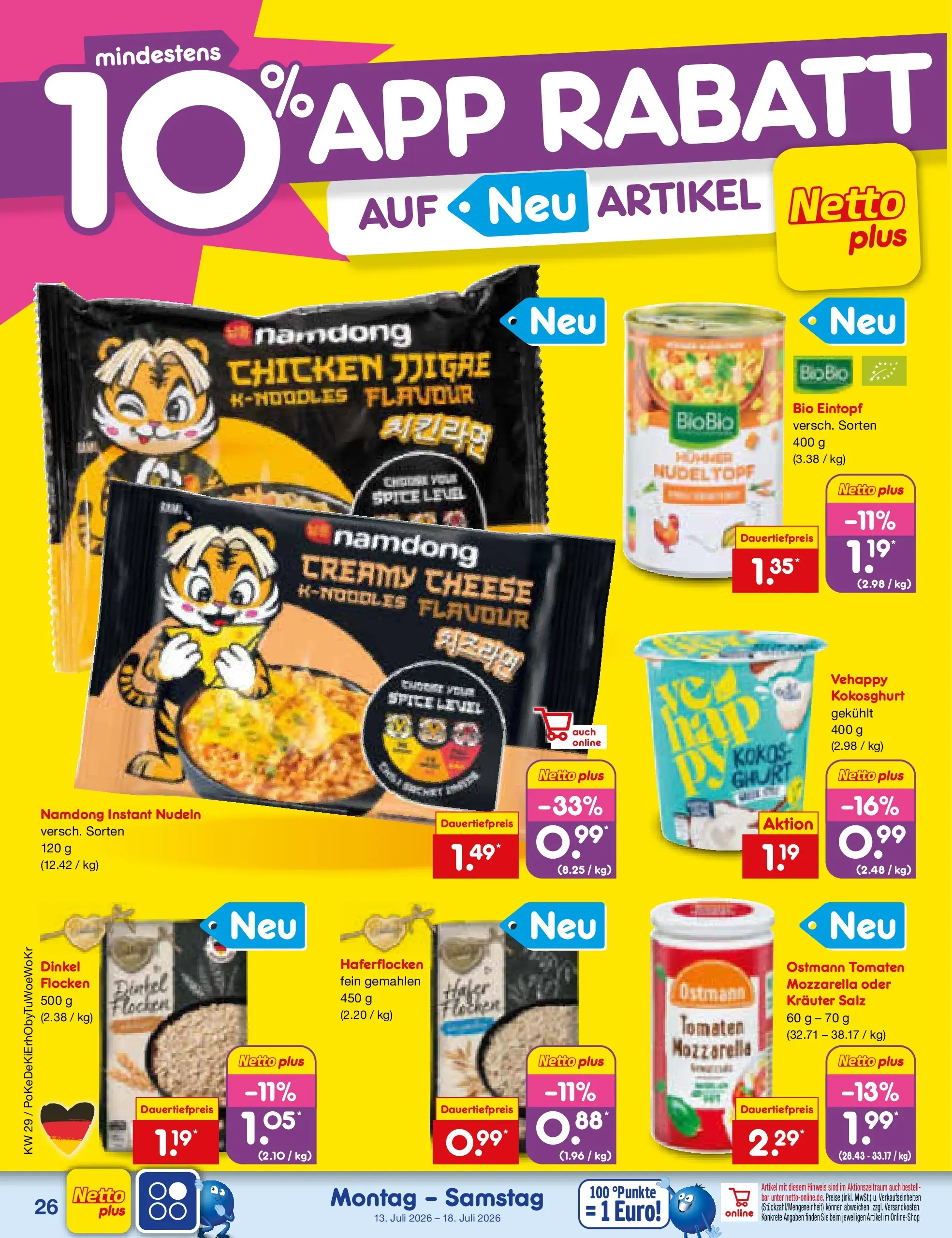 Netto Marken-Discount Prospekt München (ab 13.07.2026) » Angebote | Seite: 36 | Produkte: Mozzarella, Salz, Nudeln, Flocken Netto Marken-Discount Prospekt München (ab 13.07.2026) » Angebote | Seite: 36 | Produkte: Mozzarella, Salz, Nudeln, Flocken