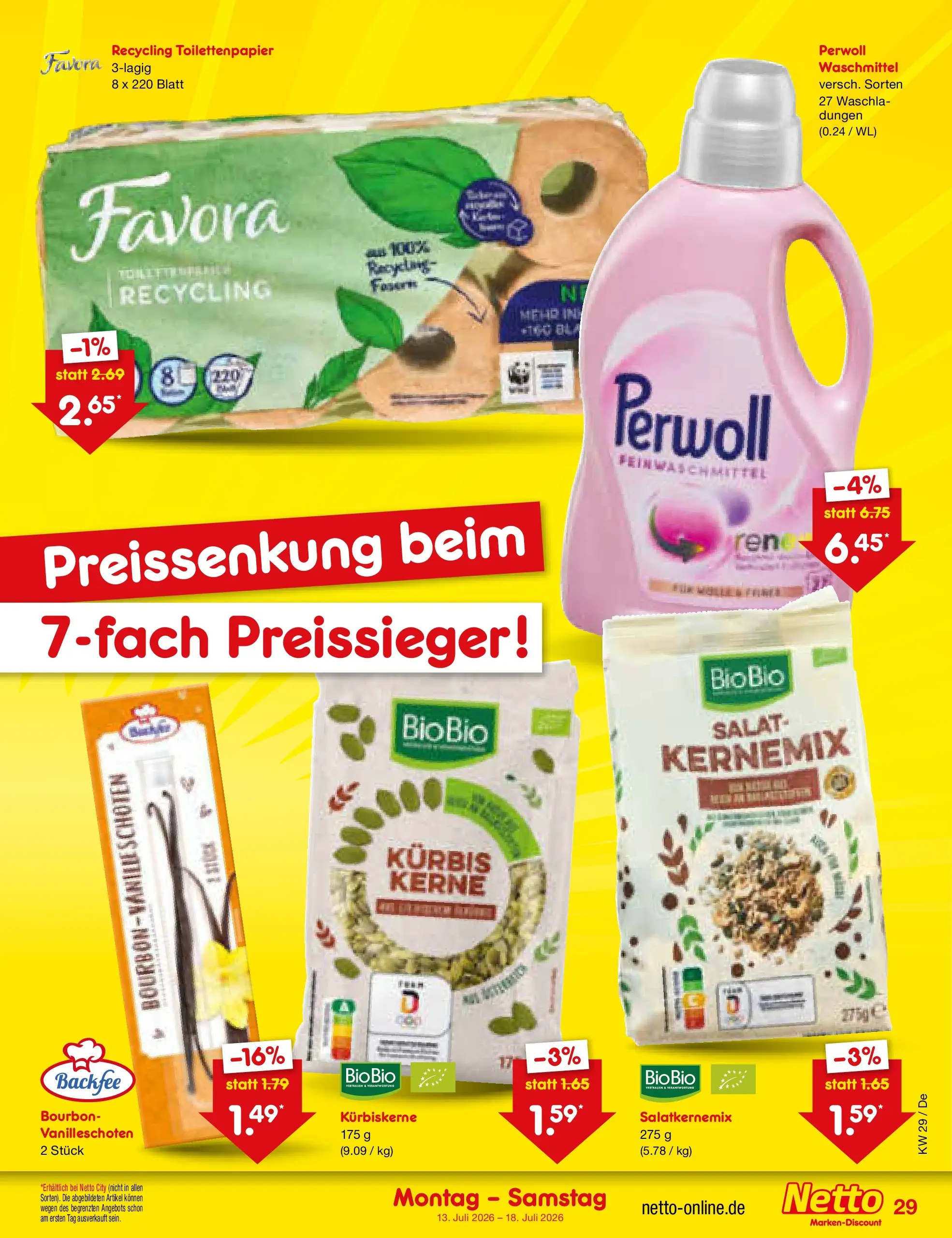 Netto Marken-Discount Prospekt Waiblingen-Bittenfeld (ab 13.07.2026) » Angebote | Seite: 39 | Produkte: Perwoll, Kürbis, Salat, Toilettenpapier