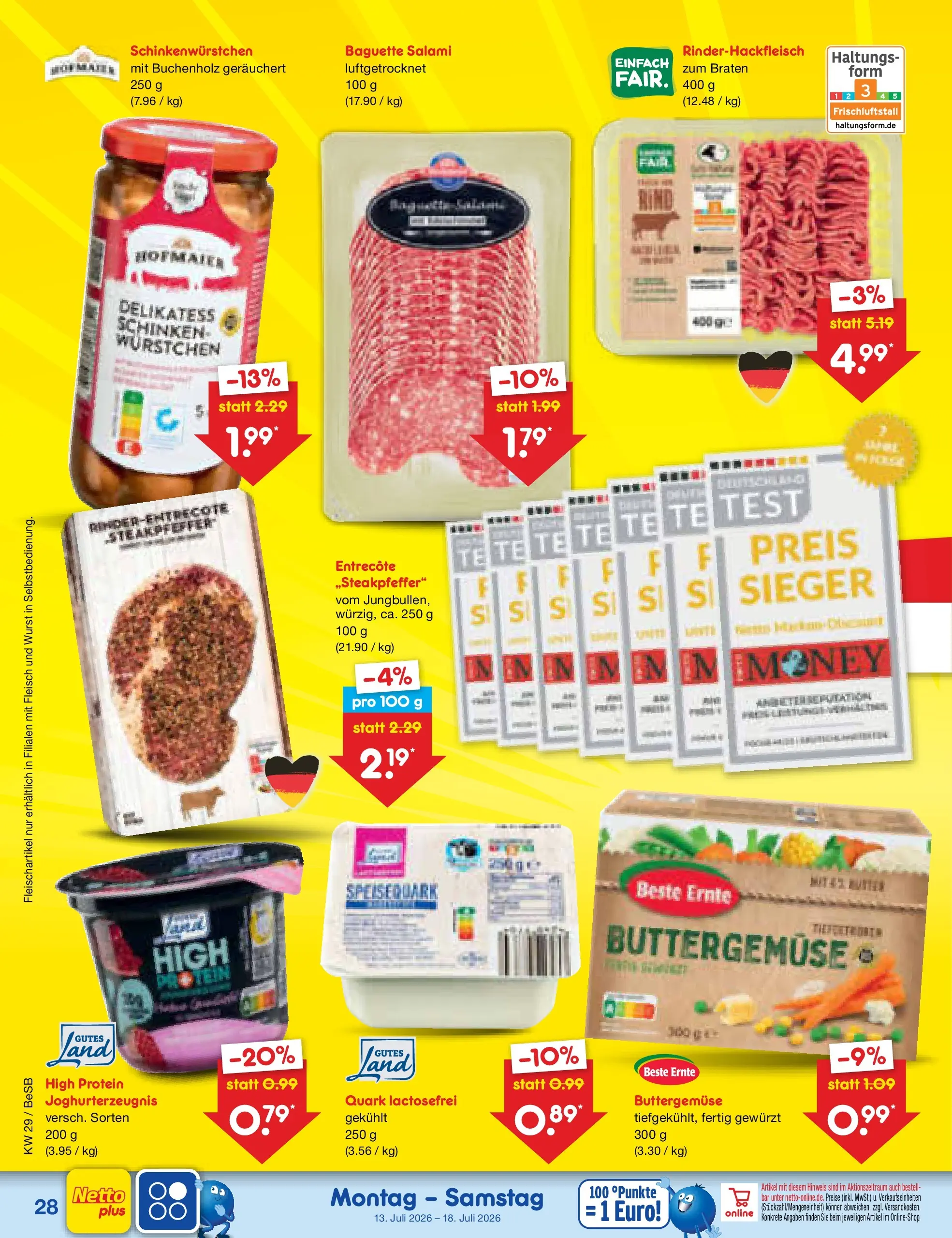 Netto Marken-Discount Prospekt Berlin-Prenzlauer Berg (ab 13.07.2026) » Angebote | Seite: 38 | Produkte: Wurst, Salami, Fleisch, Speisequark