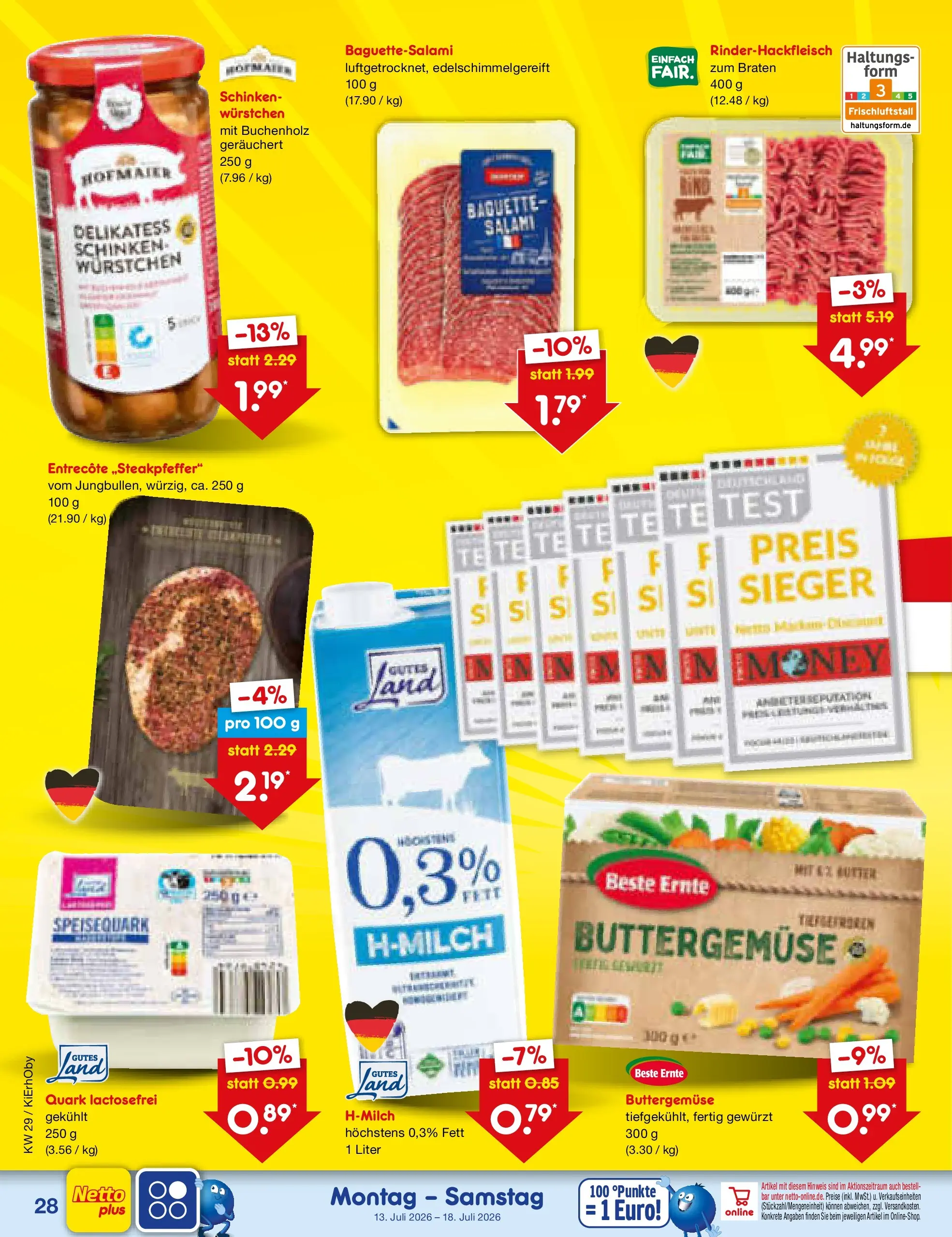 Netto Marken-Discount Prospekt München (ab 13.07.2026) » Angebote | Seite: 38 | Produkte: Butter, Entrecote, Schinken, Speisequark Netto Marken-Discount Prospekt München (ab 13.07.2026) » Angebote | Seite: 38 | Produkte: Butter, Entrecote, Schinken, Speisequark