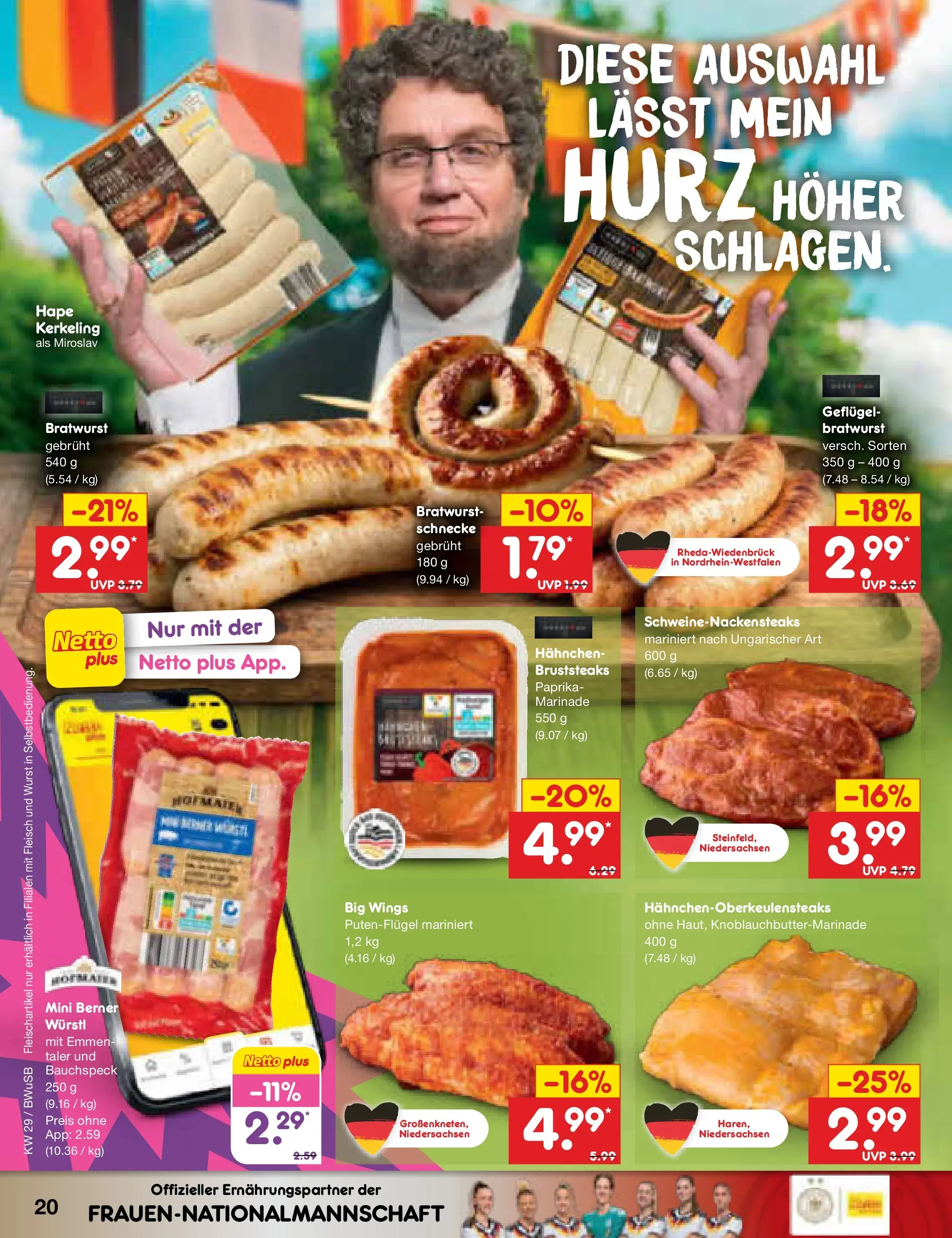 Netto Marken-Discount Prospekt Bielefeld (ab 13.07.2026) » Angebote | Seite: 28 | Produkte: Hahnchen, Würstl, Wurst, Fleisch