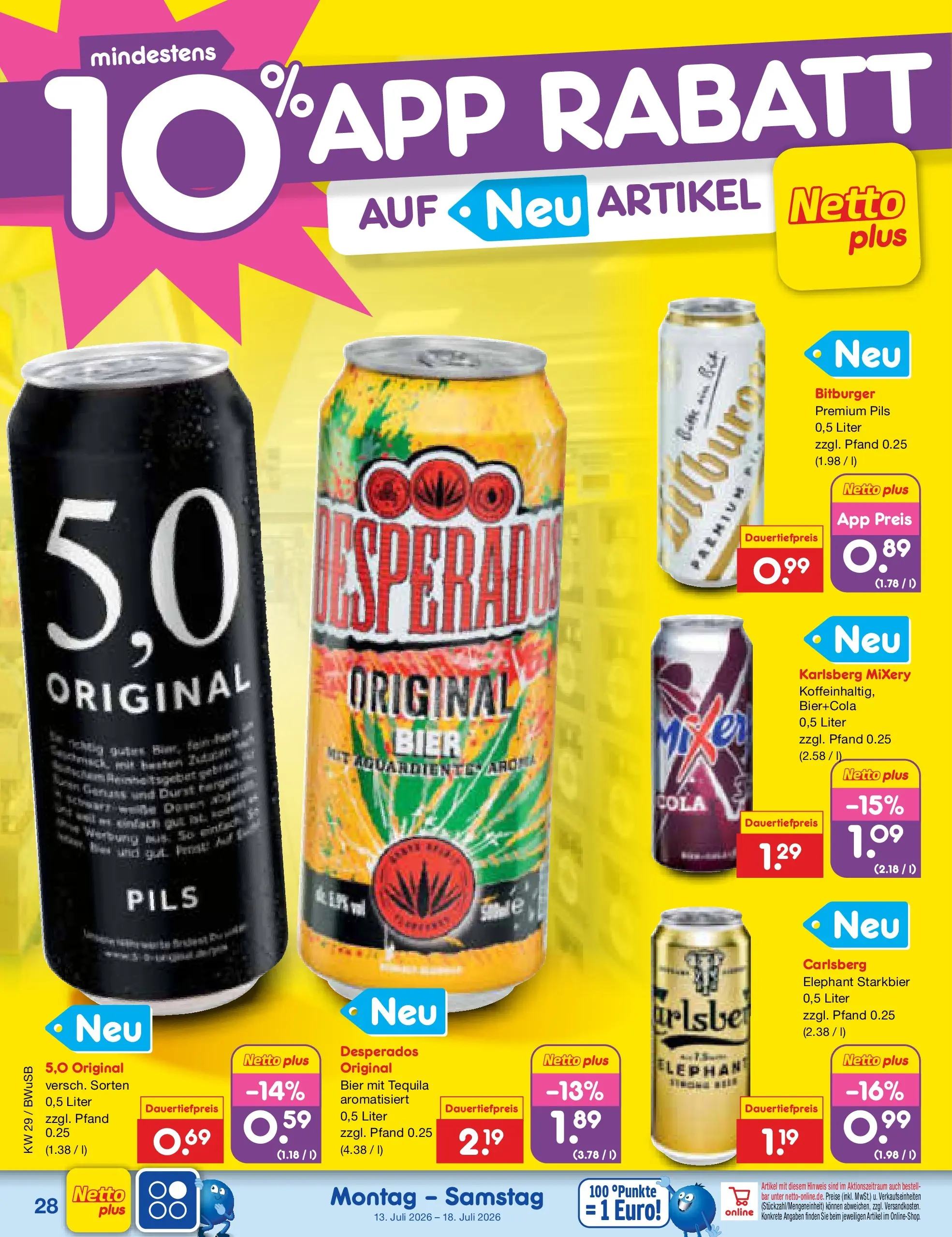 Netto Marken-Discount Prospekt Bielefeld (ab 13.07.2026) » Angebote | Seite: 38 | Produkte: Bitburger, Cola, Tequila, Desperados