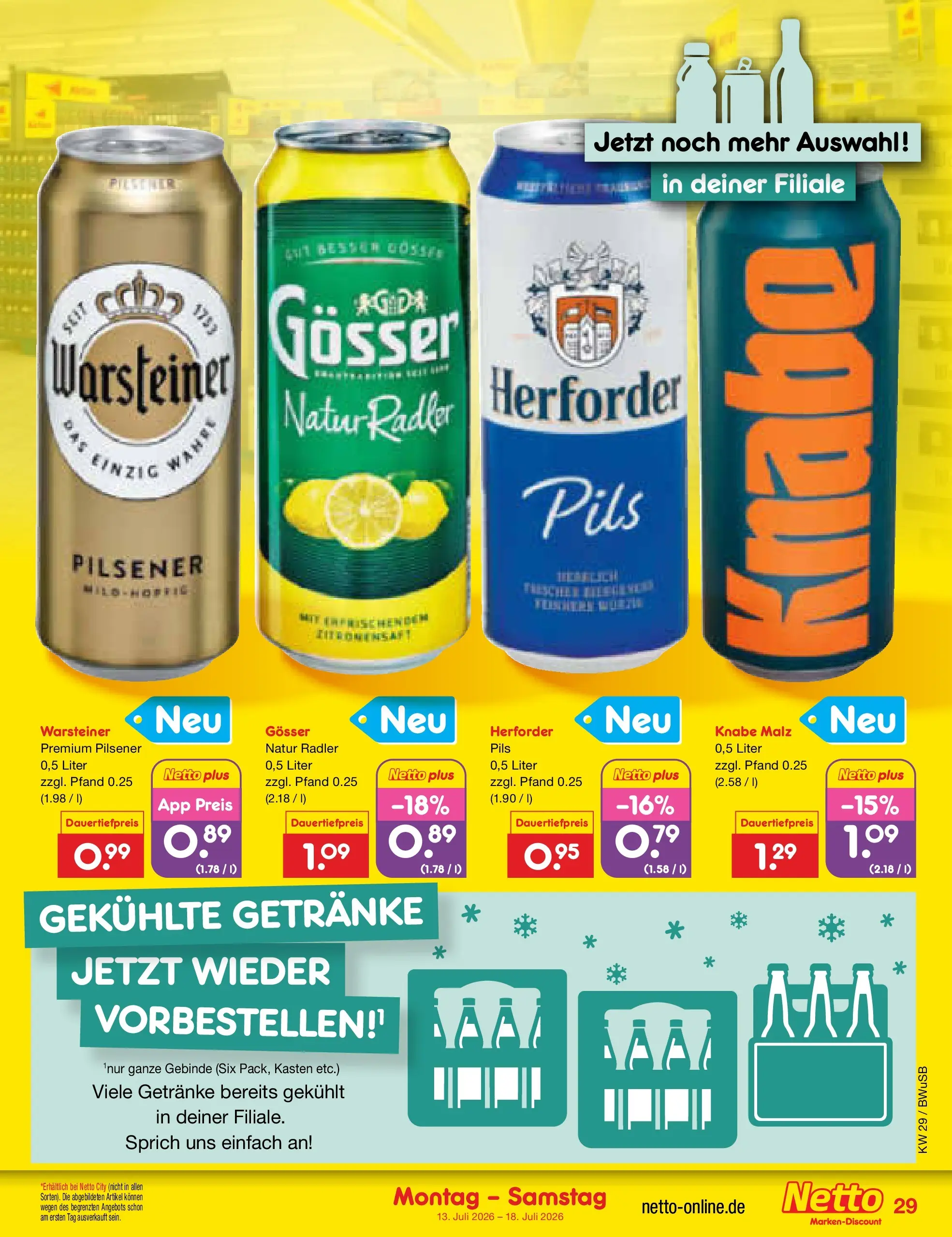 Netto Marken-Discount Prospekt Bielefeld (ab 13.07.2026) » Angebote | Seite: 39 | Produkte: Pils, Radler, Warsteiner