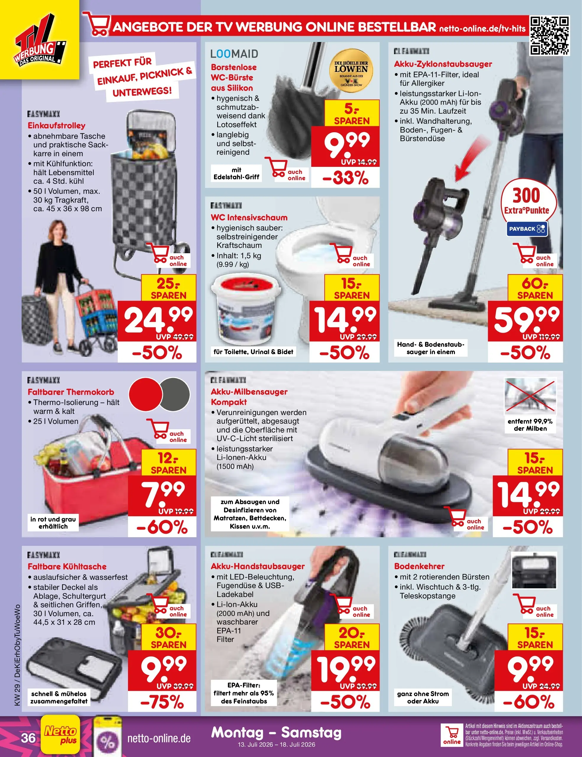 Netto Marken-Discount Prospekt München (ab 13.07.2026) » Angebote | Seite: 52 | Produkte: Tasche, USB, Ladekabel, TV Netto Marken-Discount Prospekt München (ab 13.07.2026) » Angebote | Seite: 52 | Produkte: Tasche, USB, Ladekabel, TV