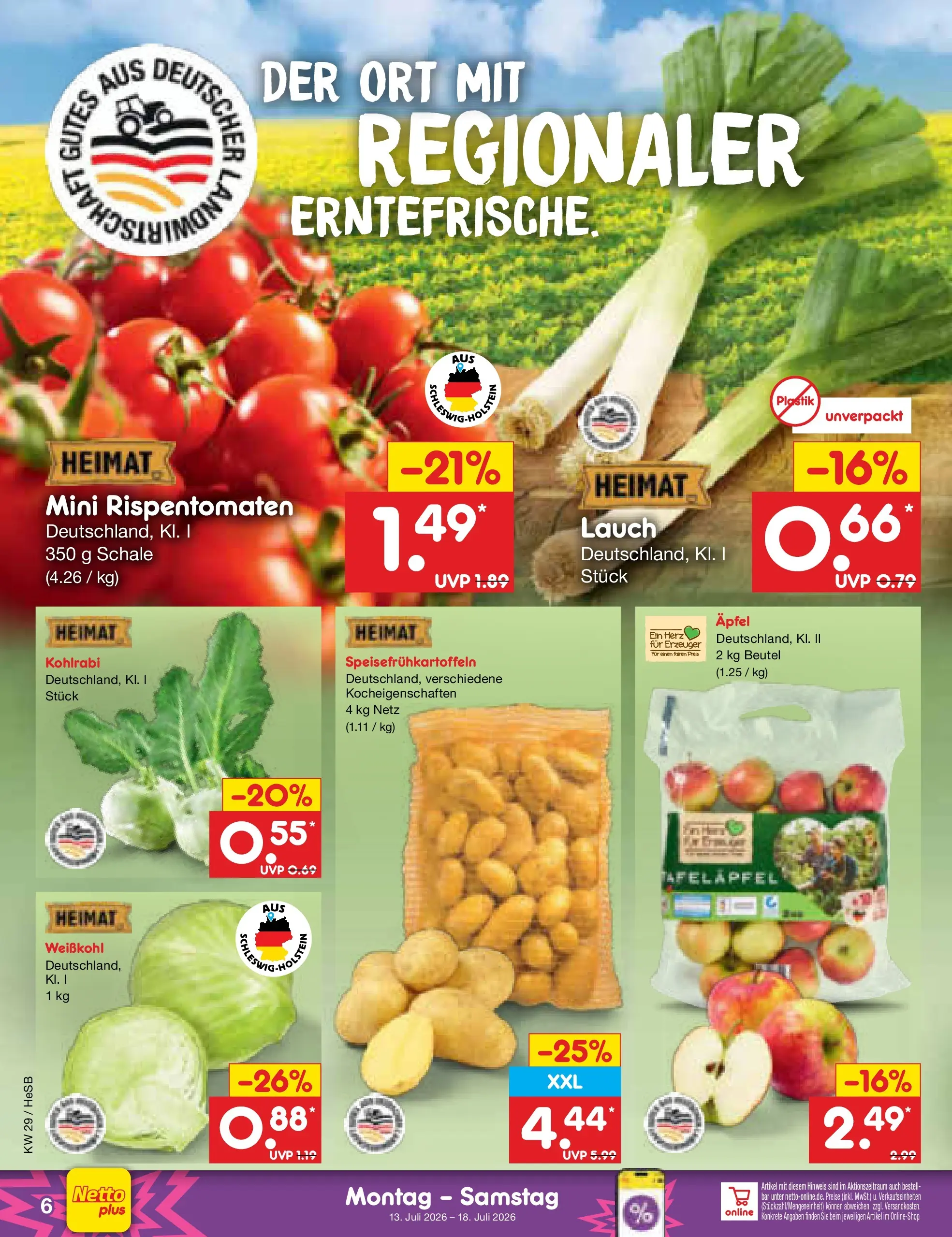 Netto Marken-Discount Prospekt Rostock (ab 13.07.2026) ยป Angebote | Seite: 6 | Produkte: Kohlrabi, รpfel Netto Marken-Discount Prospekt Rostock (ab 13.07.2026) ยป Angebote | Seite: 6 | Produkte: Kohlrabi, รpfel