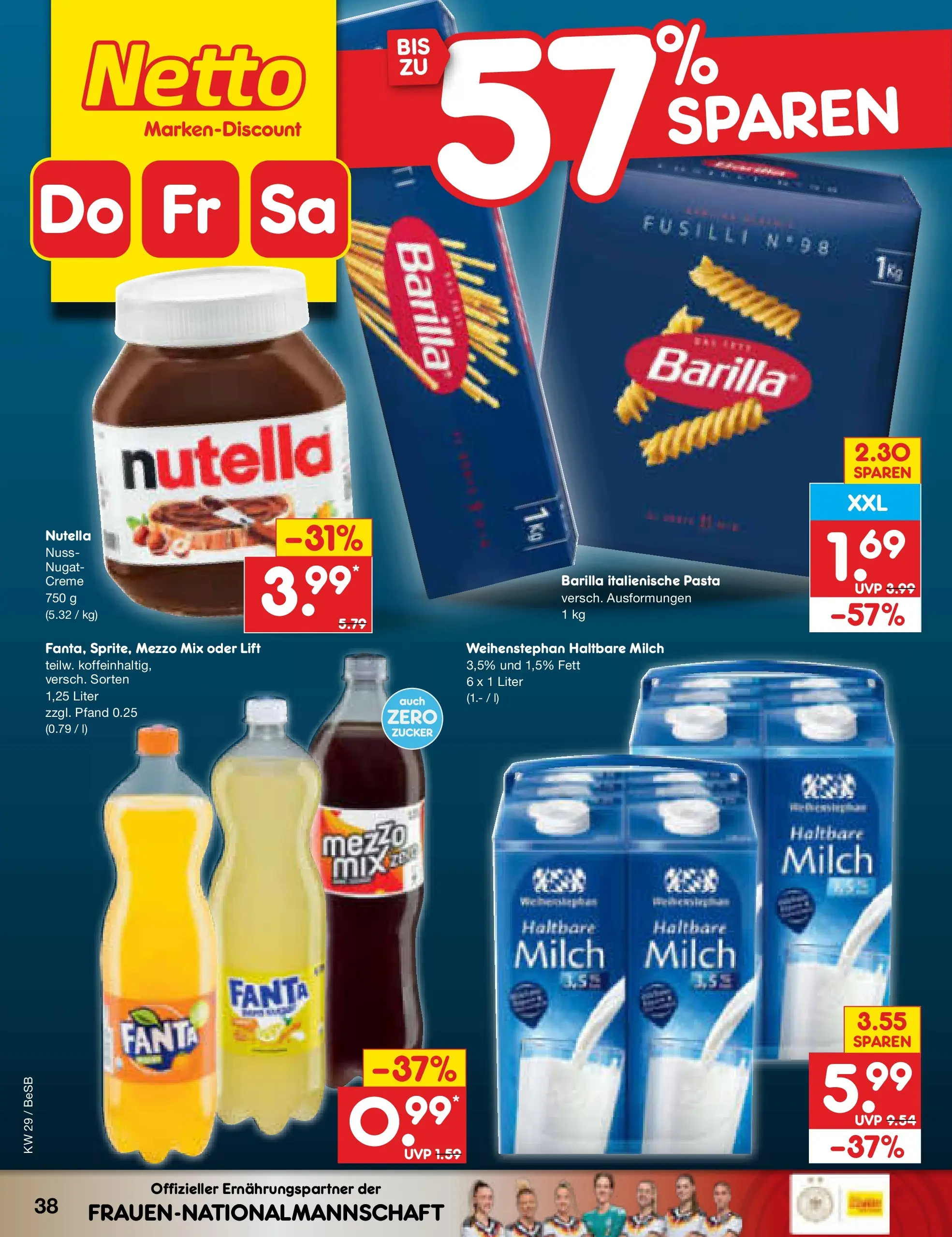 Netto Marken-Discount Prospekt Berlin-Prenzlauer Berg (ab 13.07.2026) » Angebote | Seite: 54 | Produkte: Fanta, Barilla, Haltbare milch, Nutella