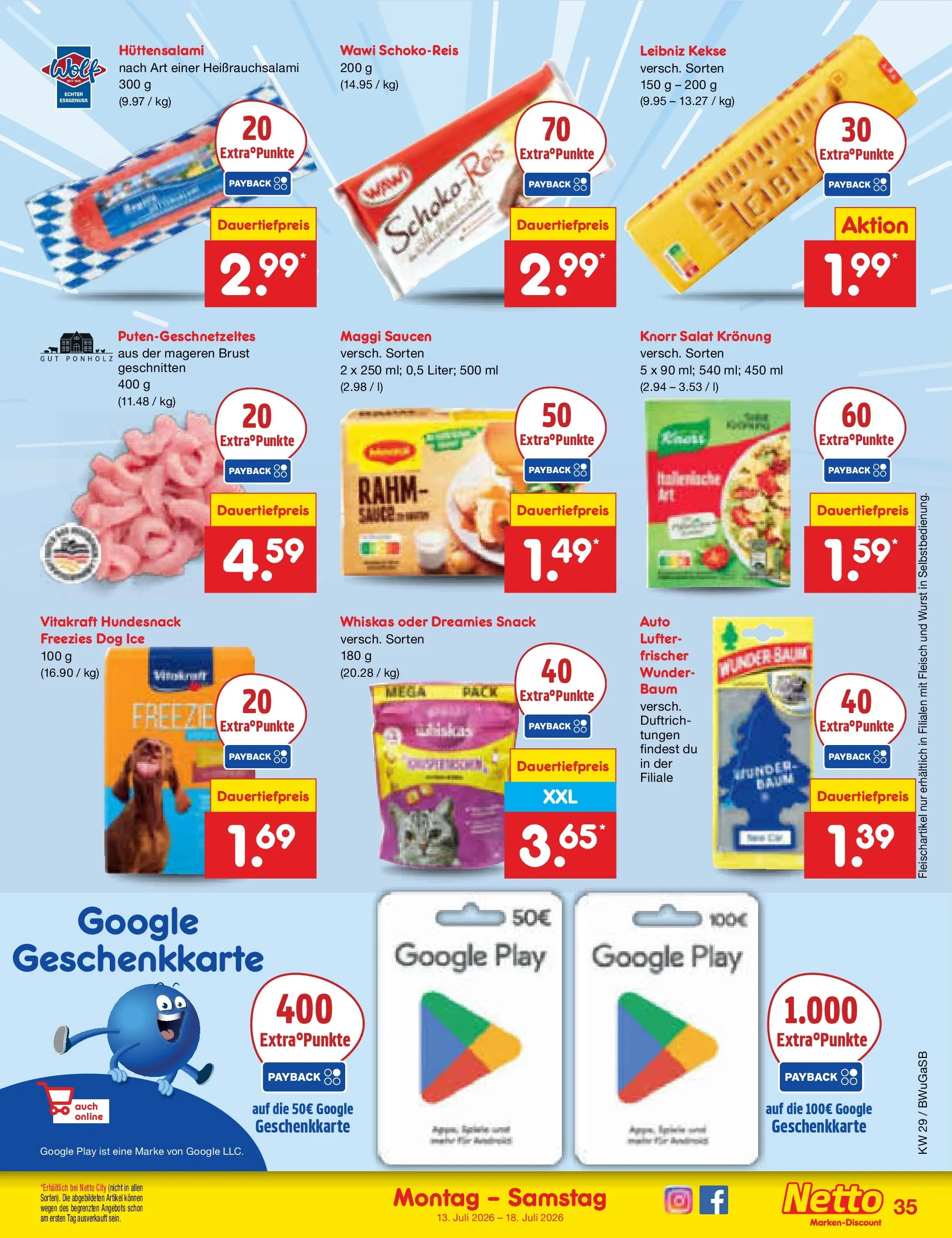 Netto Marken-Discount Prospekt Bielefeld (ab 13.07.2026) » Angebote | Seite: 51 | Produkte: Wurst, Fleisch, Salat, Whiskas