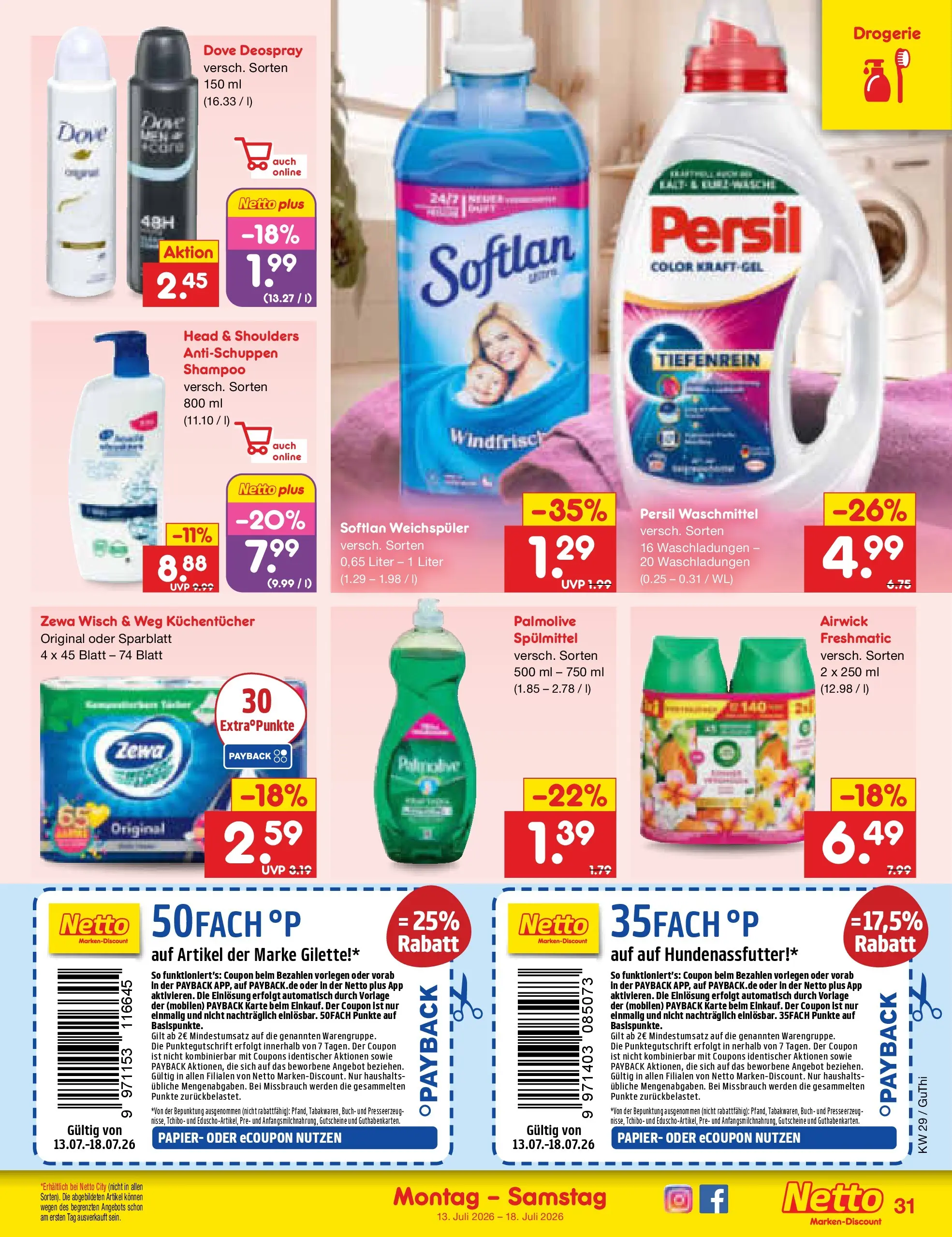 Netto Marken-Discount Prospekt Thiendorf (ab 13.07.2026) ยป Angebote | Seite: 41 | Produkte: Zewa, Shampoo, Weichspรผler, Persil Netto Marken-Discount Prospekt Thiendorf (ab 13.07.2026) ยป Angebote | Seite: 41 | Produkte: Zewa, Shampoo, Weichspรผler, Persil