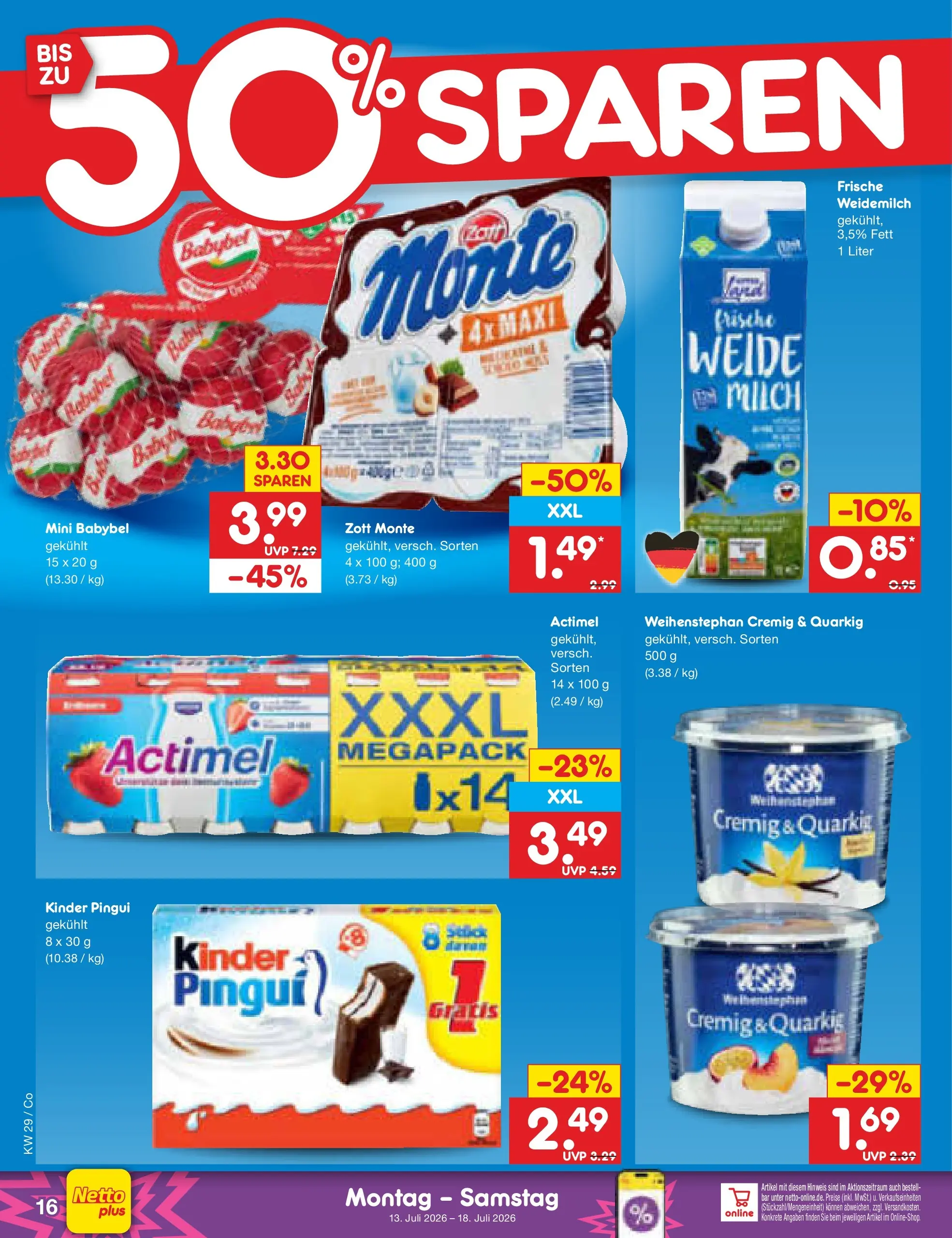 Netto Marken-Discount Prospekt Leipzig (ab 13.07.2026) » Angebote | Seite: 20 | Produkte: Actimel, Milch, Babybel