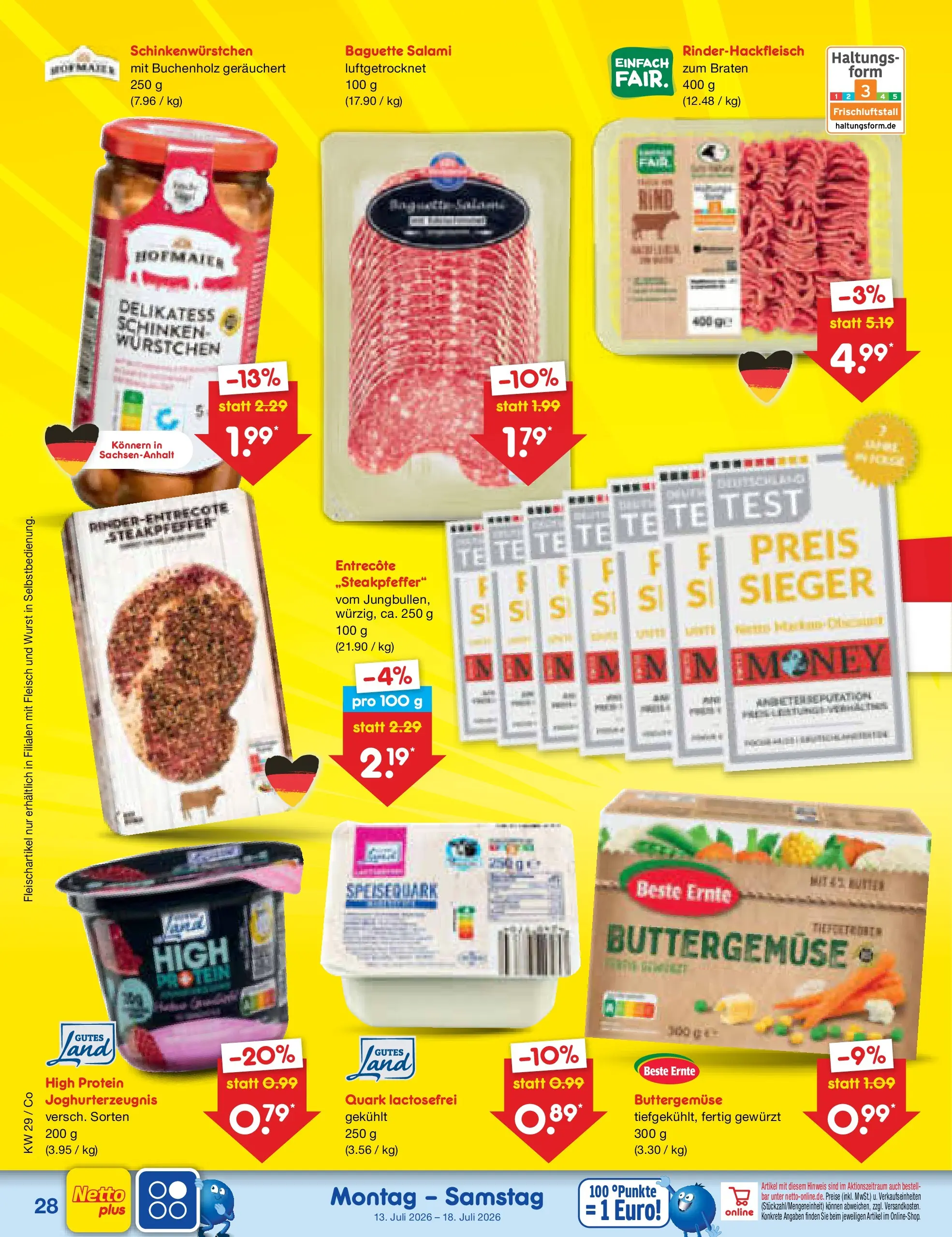 Netto Marken-Discount Prospekt Leipzig (ab 13.07.2026) » Angebote | Seite: 38 | Produkte: Baguette, Wurst, Fleisch, Speisequark