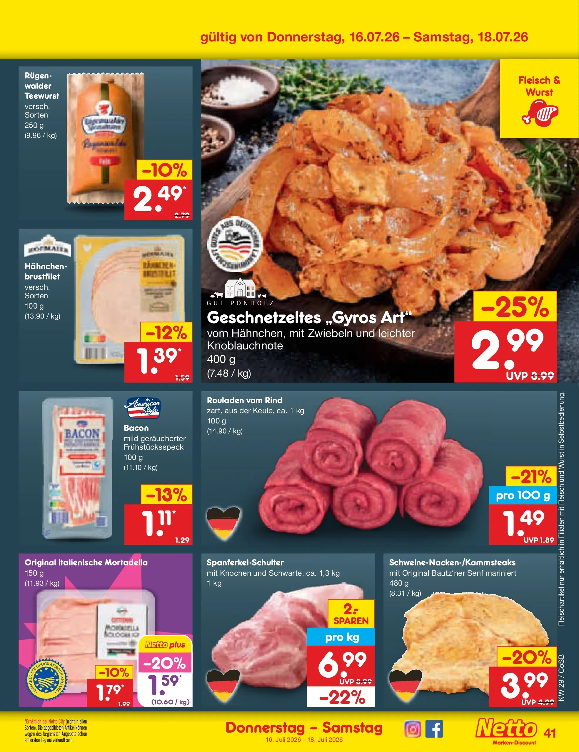 Netto Marken-Discount Prospekt Leipzig (ab 13.07.2026) » Angebote | Seite: 59 | Produkte: Hahnchen, Zwiebeln, Wurst, Fleisch