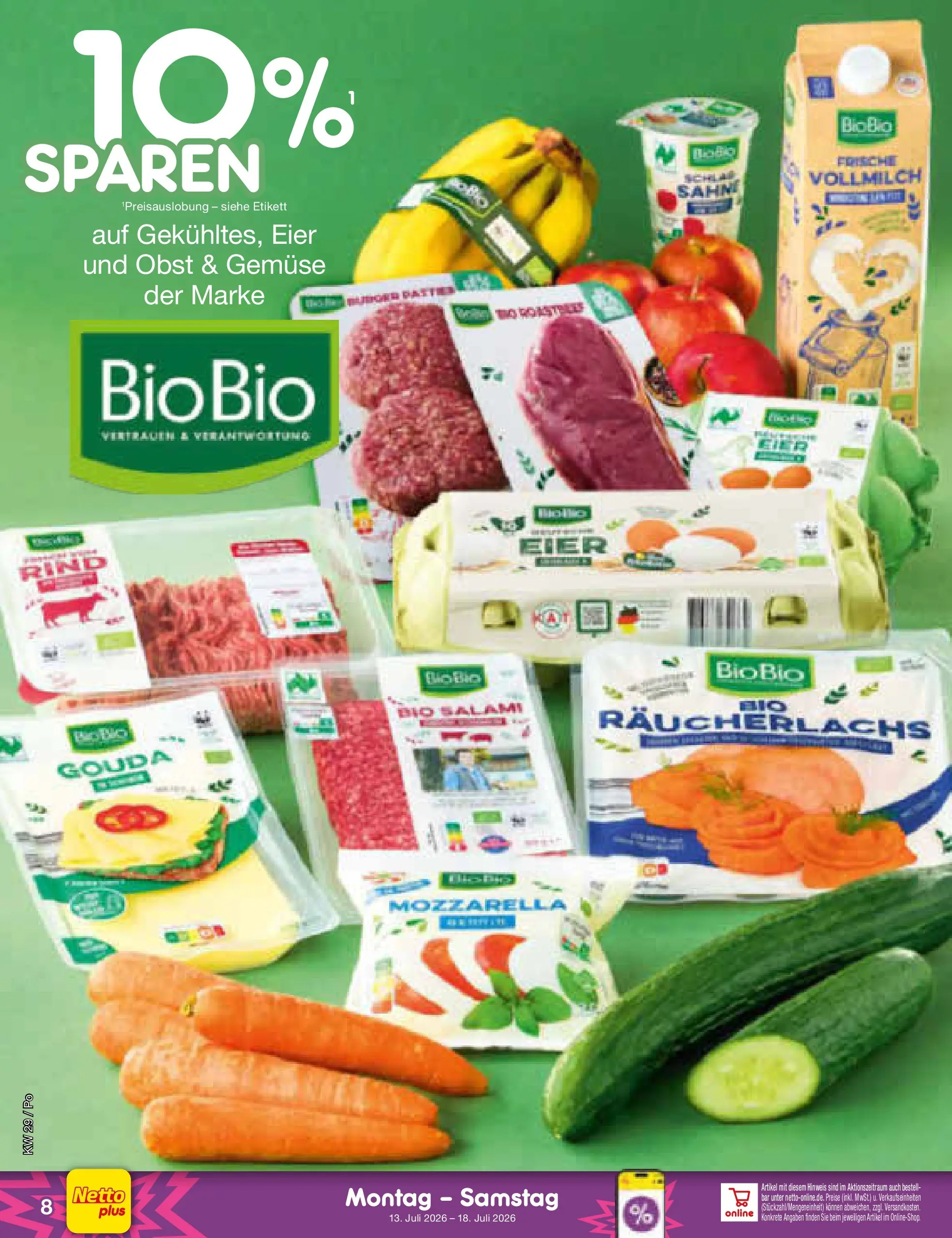 Netto Marken-Discount Prospekt Selb (ab 13.07.2026) ยป Angebote | Seite: 8 | Produkte: Mozzarella, Gemรผse, Obst, Salami Netto Marken-Discount Prospekt Selb (ab 13.07.2026) ยป Angebote | Seite: 8 | Produkte: Mozzarella, Gemรผse, Obst, Salami