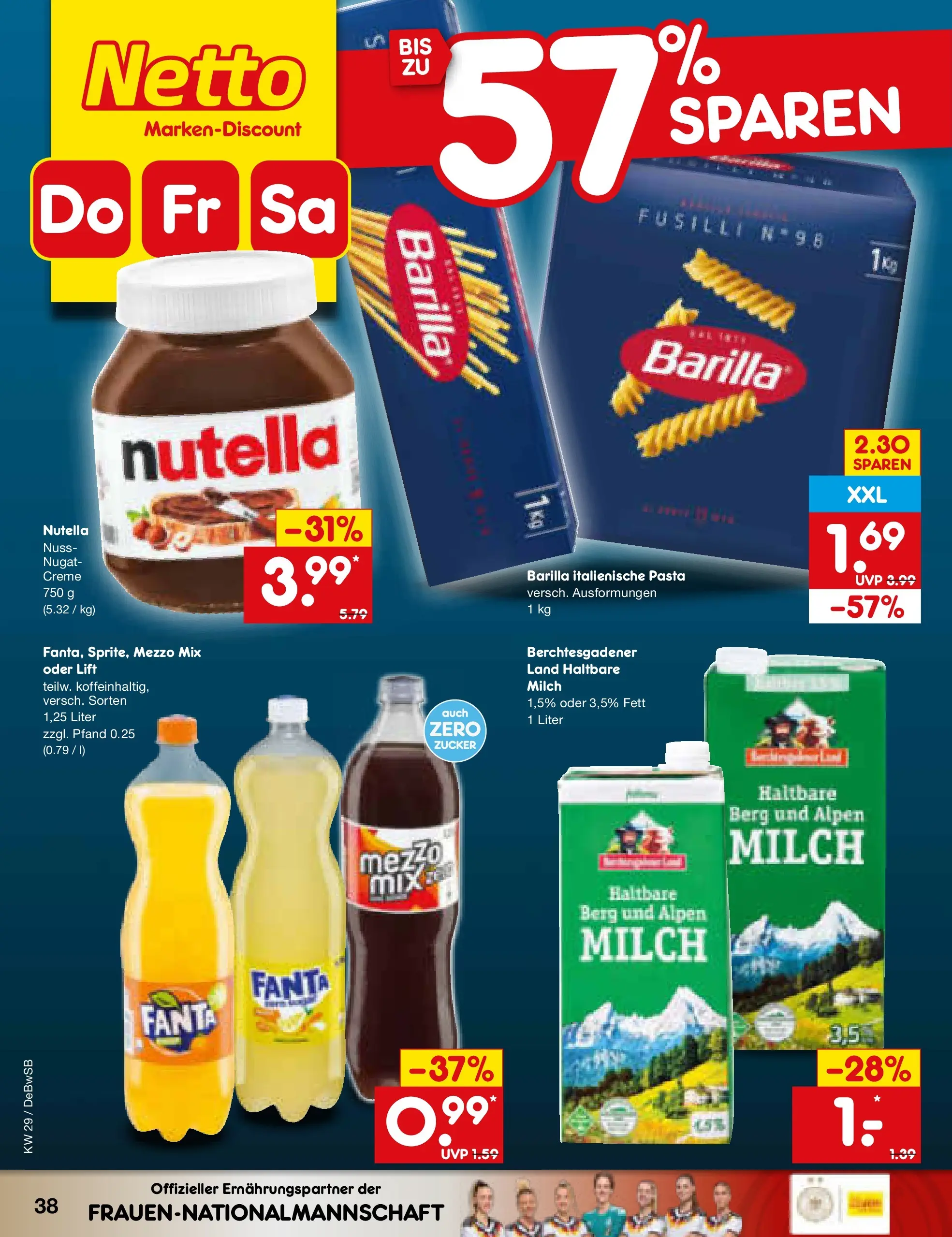 Netto Marken-Discount Prospekt Waiblingen-Bittenfeld (ab 13.07.2026) » Angebote | Seite: 54 | Produkte: Milch, Barilla, Nutella, Pasta