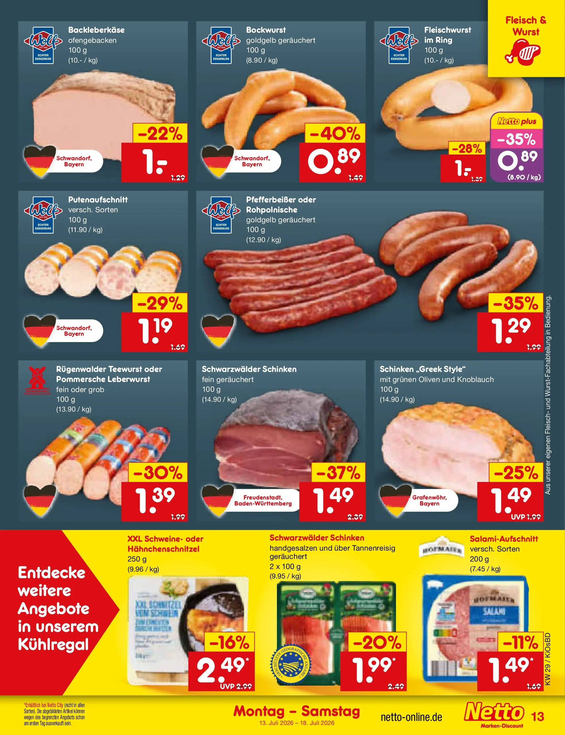 Netto Marken-Discount Prospekt Mistelbach (ab 13.07.2026) ยป Angebote | Seite: 15 | Produkte: Bockwurst, Knoblauch, Schinken, Fleisch Netto Marken-Discount Prospekt Mistelbach (ab 13.07.2026) ยป Angebote | Seite: 15 | Produkte: Bockwurst, Knoblauch, Schinken, Fleisch