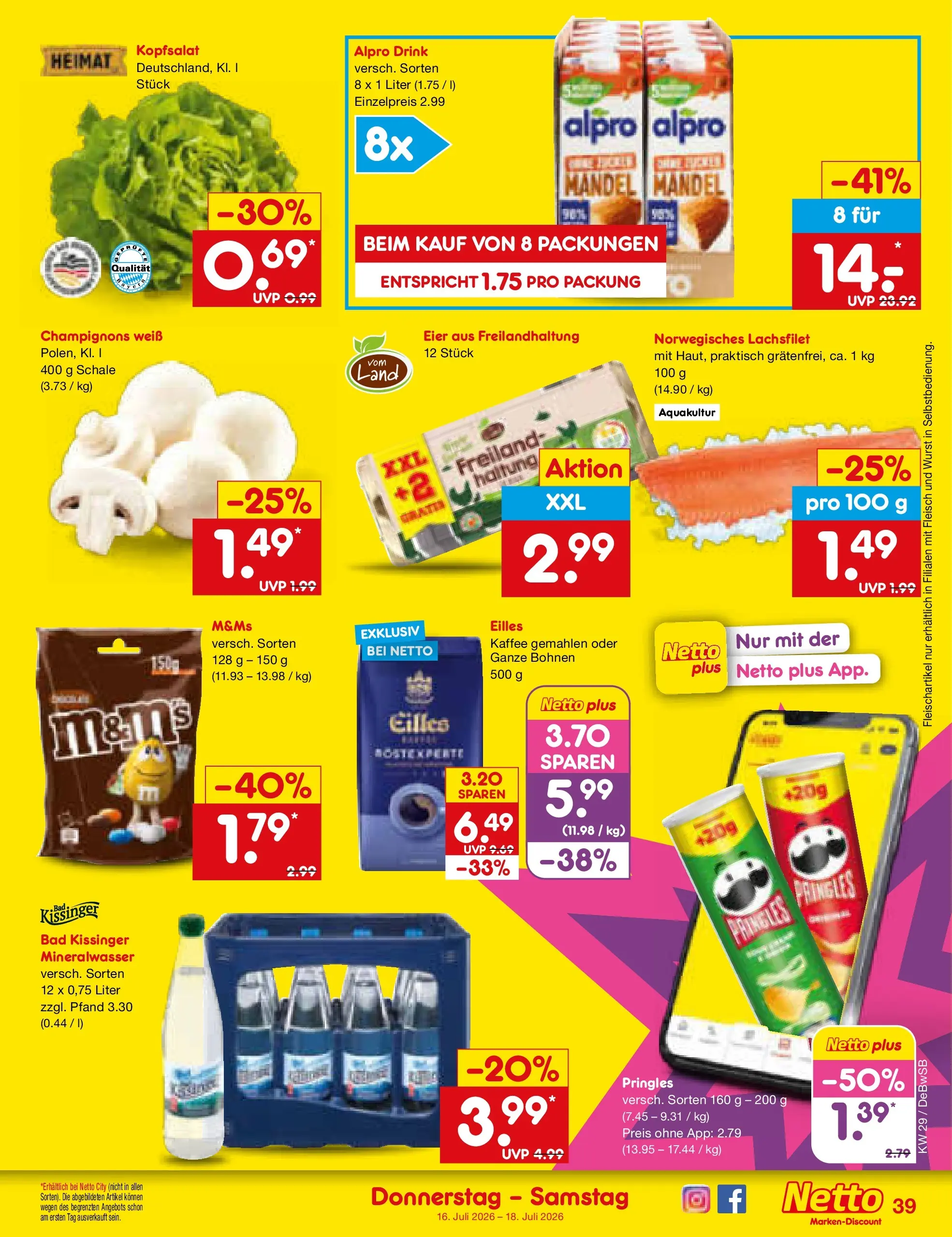 Netto Marken-Discount Prospekt Waiblingen-Bittenfeld (ab 13.07.2026) » Angebote | Seite: 55 | Produkte: Mineralwasser, Wurst, Pringles, Fleisch
