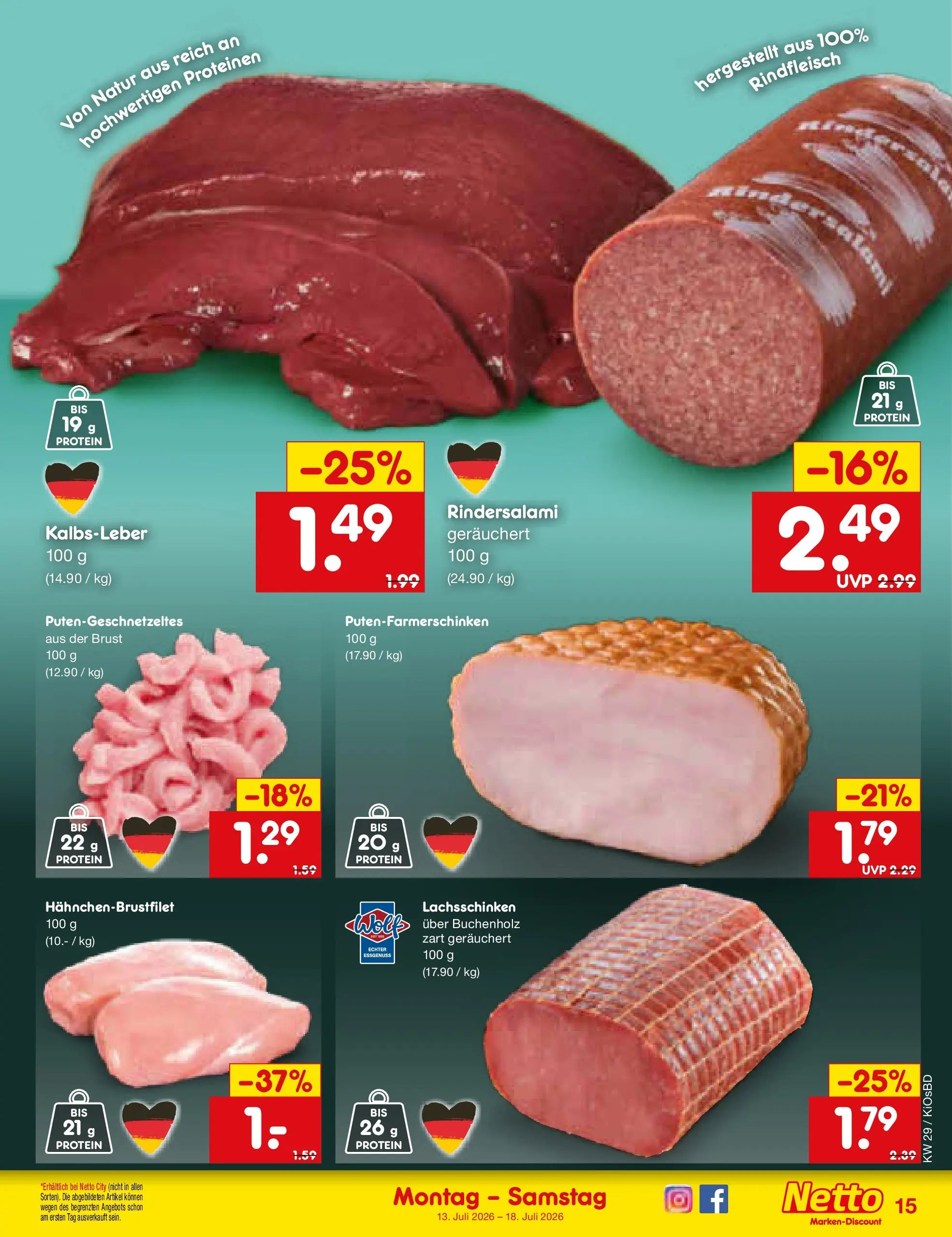 Netto Marken-Discount Prospekt Mistelbach (ab 13.07.2026) ยป Angebote | Seite: 19 | Produkte: Kalbsleber, Rindfleisch Netto Marken-Discount Prospekt Mistelbach (ab 13.07.2026) ยป Angebote | Seite: 19 | Produkte: Kalbsleber, Rindfleisch