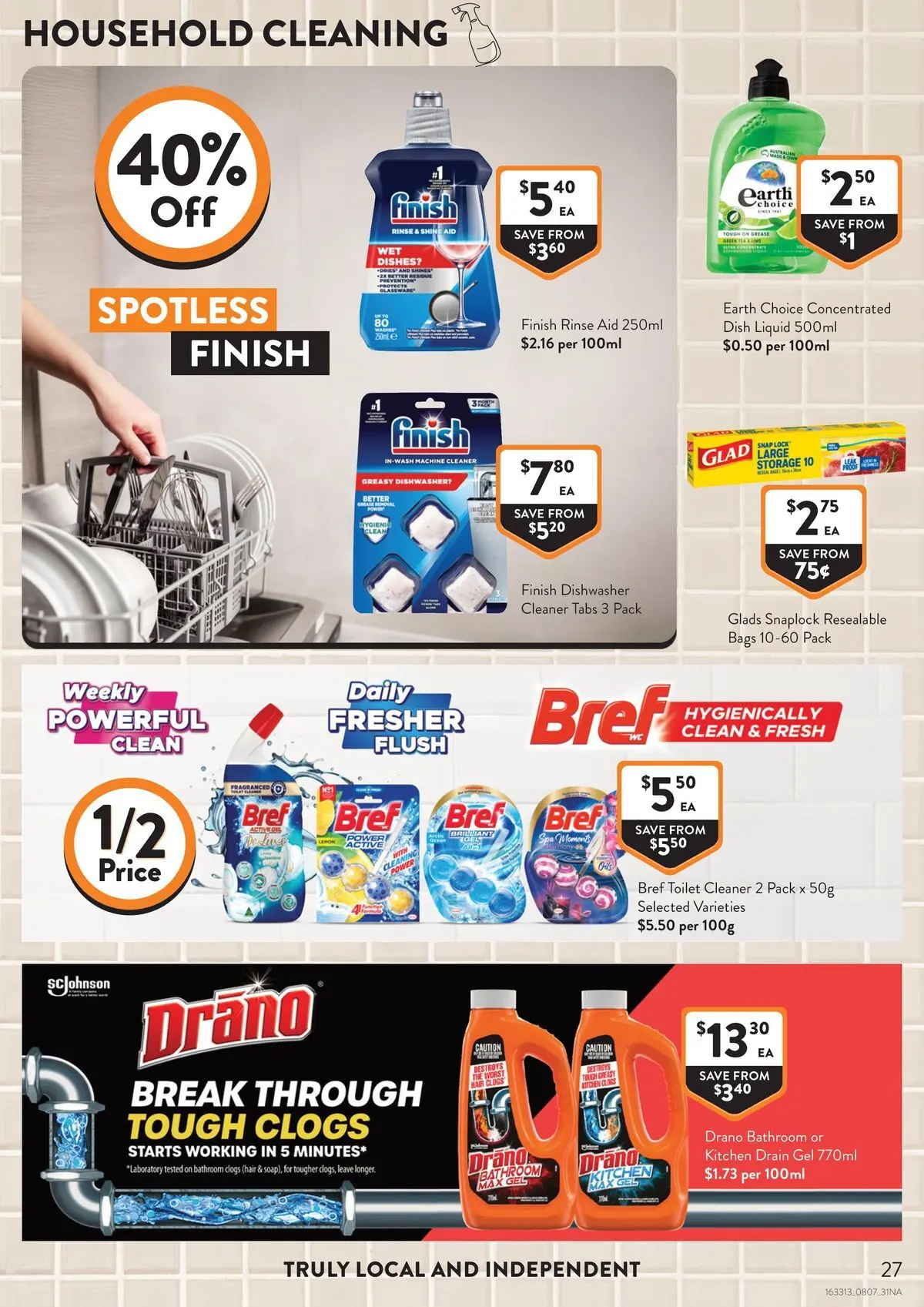 Deals - Supermarket - 07/07/2026 > weekly / monthly specials | Page: 27 | Products: Toilet, Household, Dishwasher, Washer