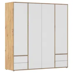 DREHT&Uuml;RENSCHRANK Nabila Wei&szlig; Eiche Artisan Dek.