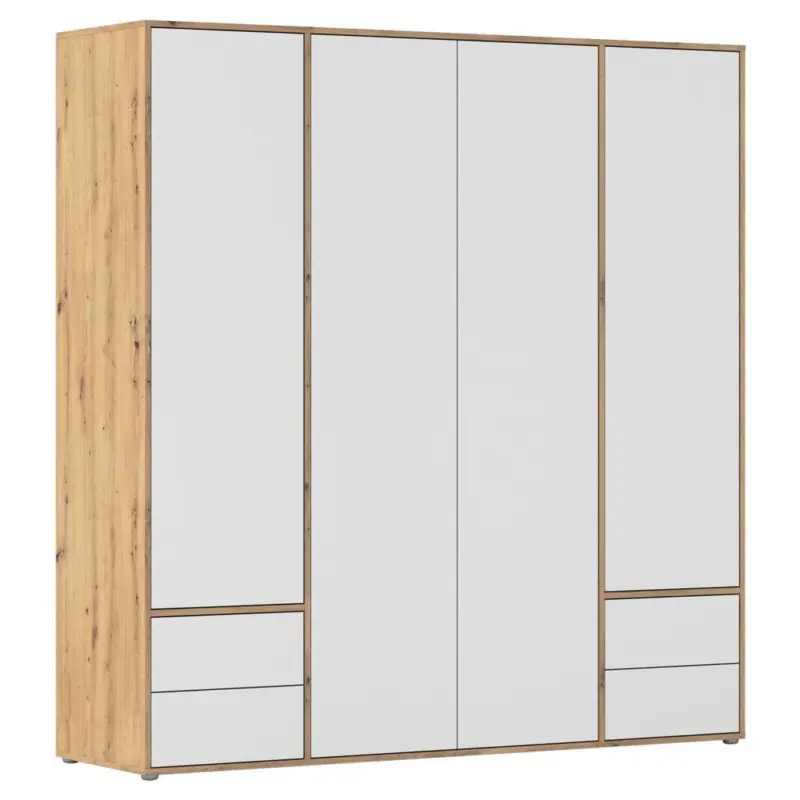 DREHT&Uuml;RENSCHRANK Nabila Wei&szlig; Eiche Artisan Dek.