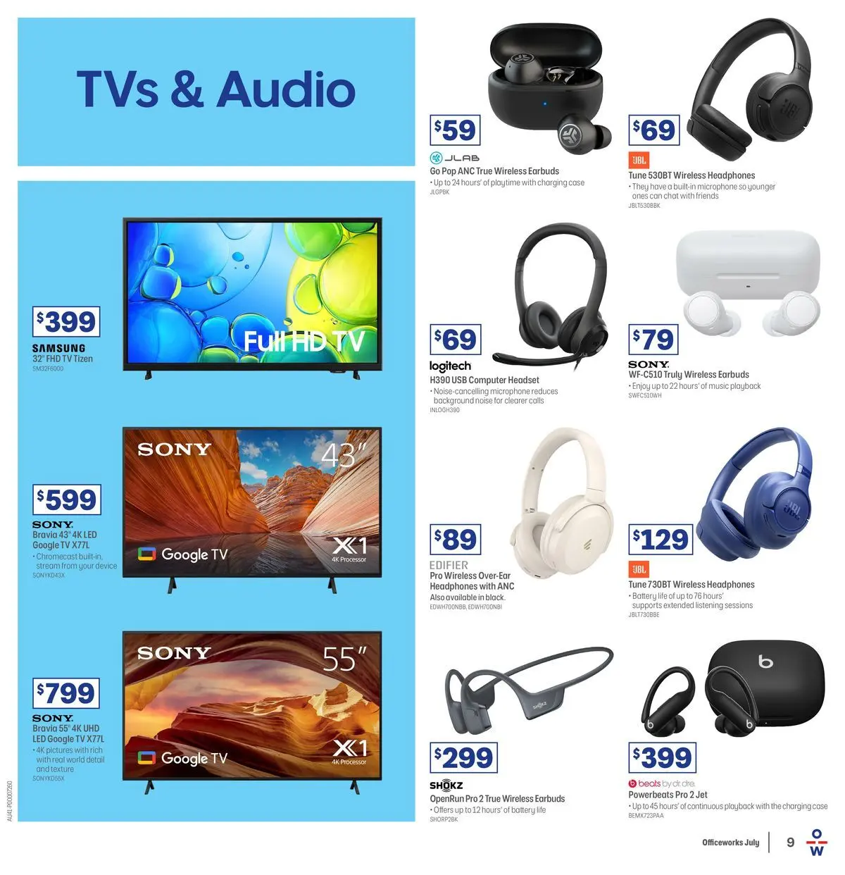 Officeworks - Beacon Deals - 12/07/2026 > weekly / monthly specials | Page: 9 | Products: Device, Tv, Headphones, Microphone