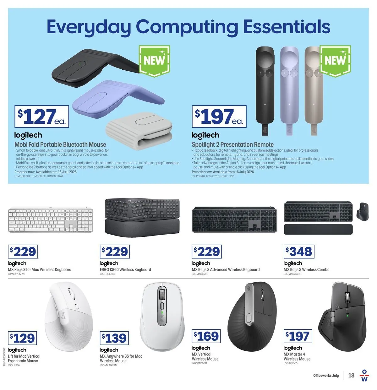 Officeworks - Beacon Deals - 12/07/2026 > weekly / monthly specials | Page: 13 | Products: Ergonomic, Digital, Mouse, Portable