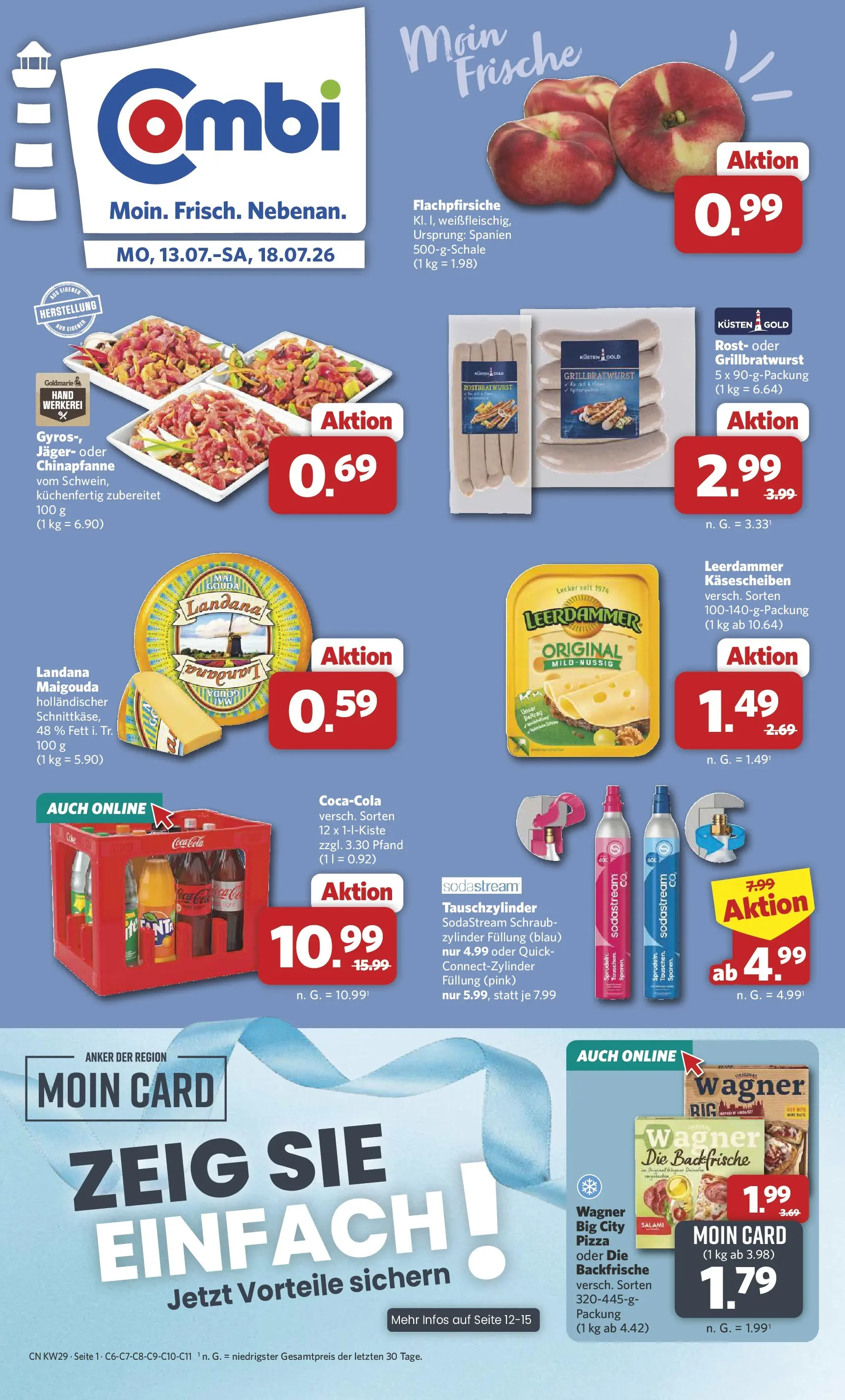 Combi Prospekt Celle (ab 13.07.2026) zum Blättern | Seite: 1 | Produkte: Coca cola, Gouda, Leerdammer, Pizza