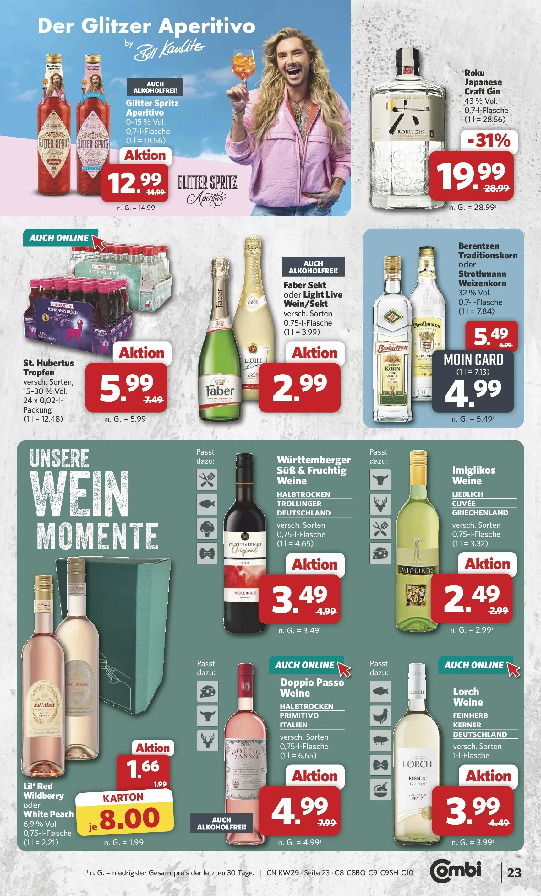 Combi Prospekt Celle (ab 13.07.2026) zum Blättern | Seite: 25 | Produkte: Doppio Passo, Wein, Gin, Berentzen