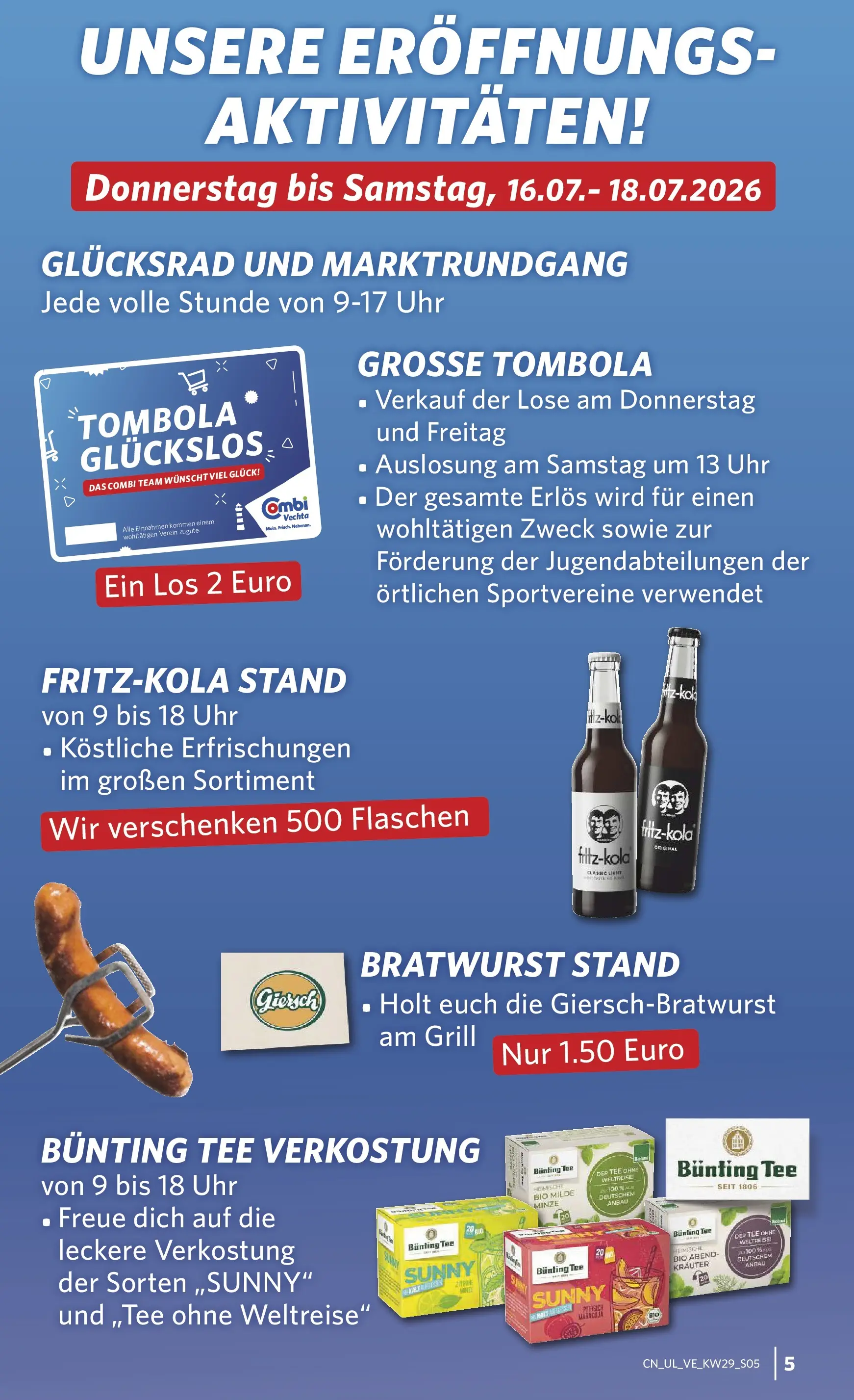Combi Prospekt Vechta (ab 13.07.2026) zum Blättern | Seite: 5 | Produkte: Grill, Bratwurst, Tee, Uhr