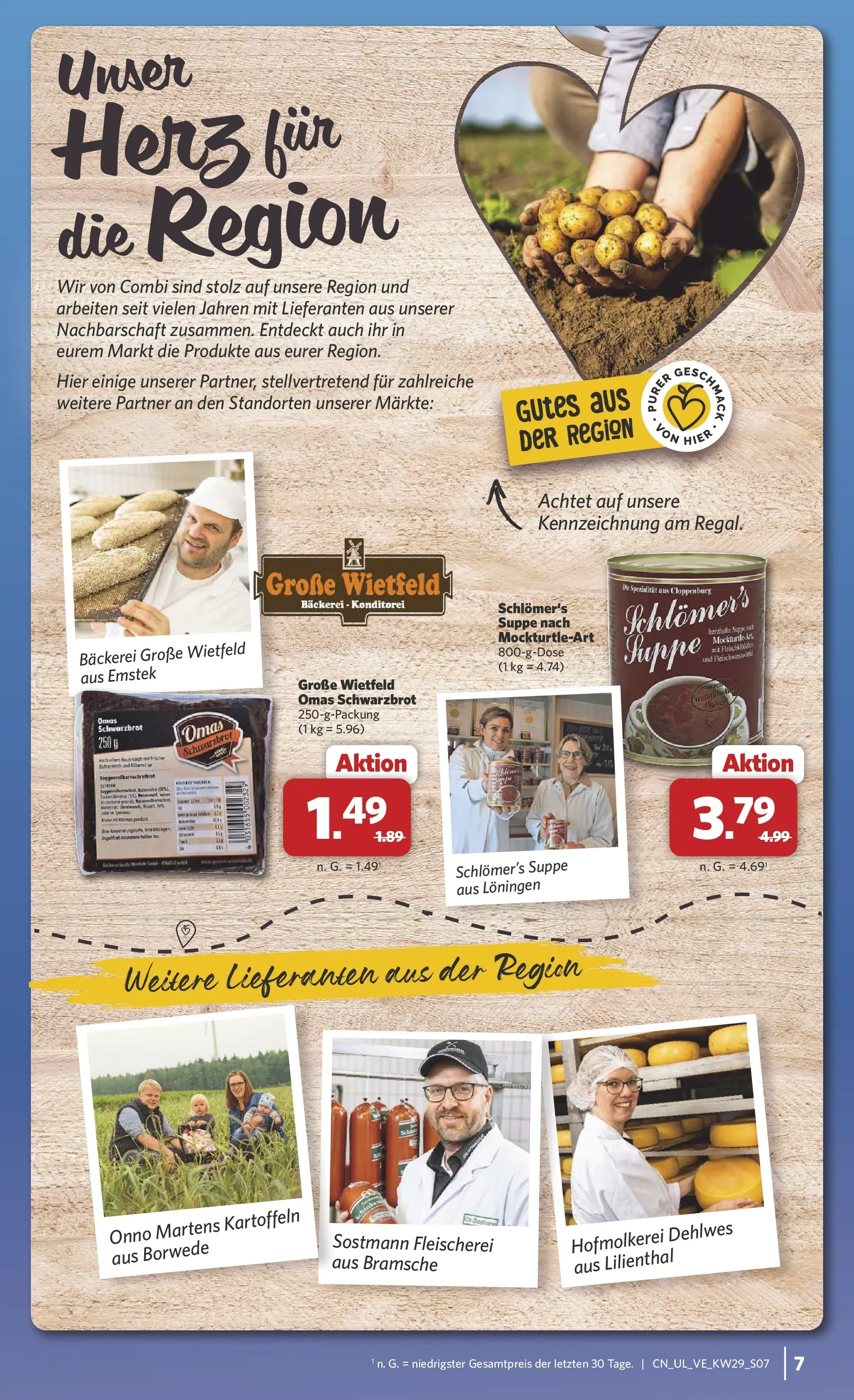 Combi Prospekt Vechta (ab 13.07.2026) zum Blättern | Seite: 7 | Produkte: Bäckerei, Kartoffeln