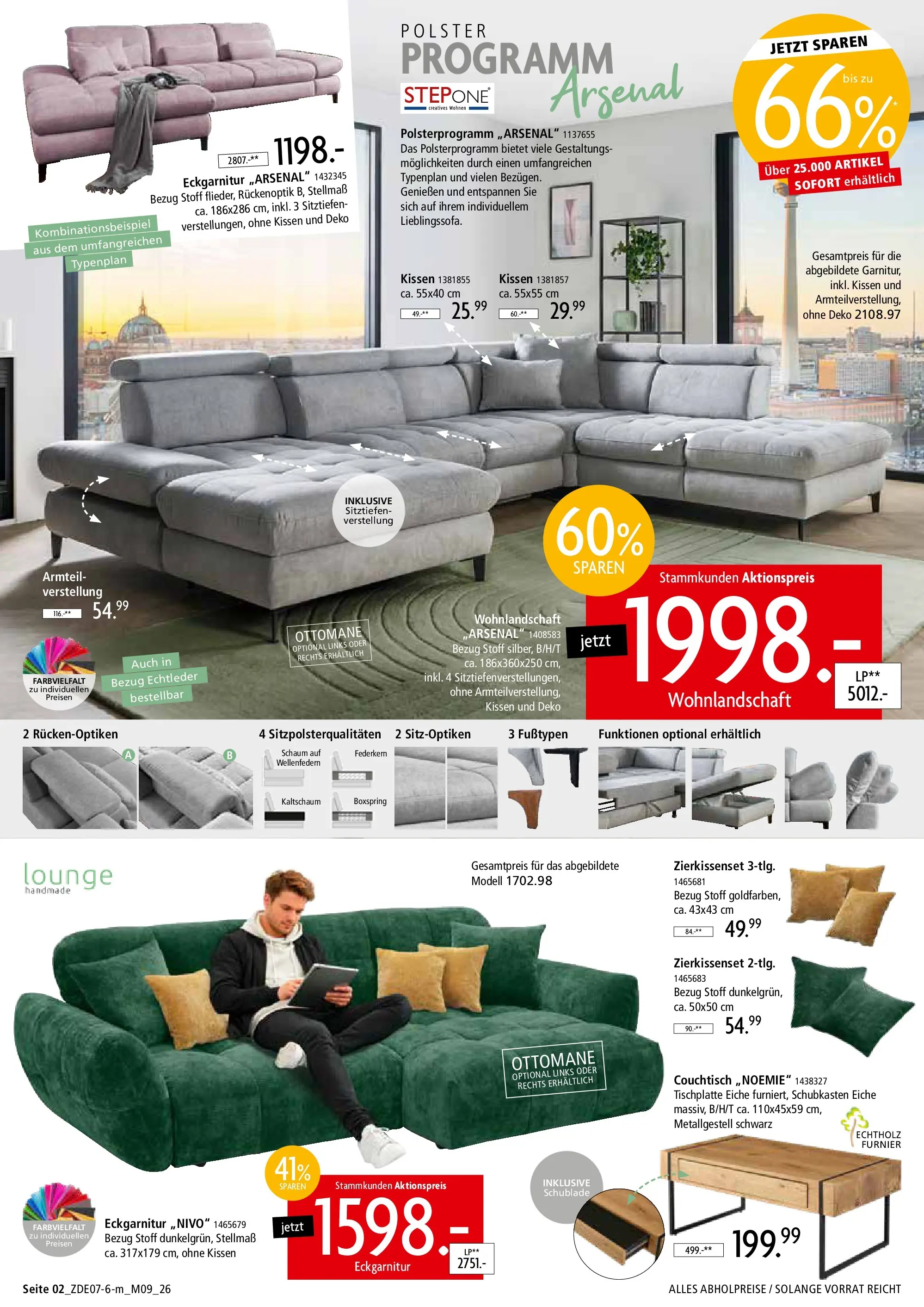 Zurbrüggen - Zurbrüggen: Mitnahme Möbel (ab 10.07.2026) zum Blättern | Seite: 2 | Produkte: Wohnlandschaft, Kissen, Couchtisch
