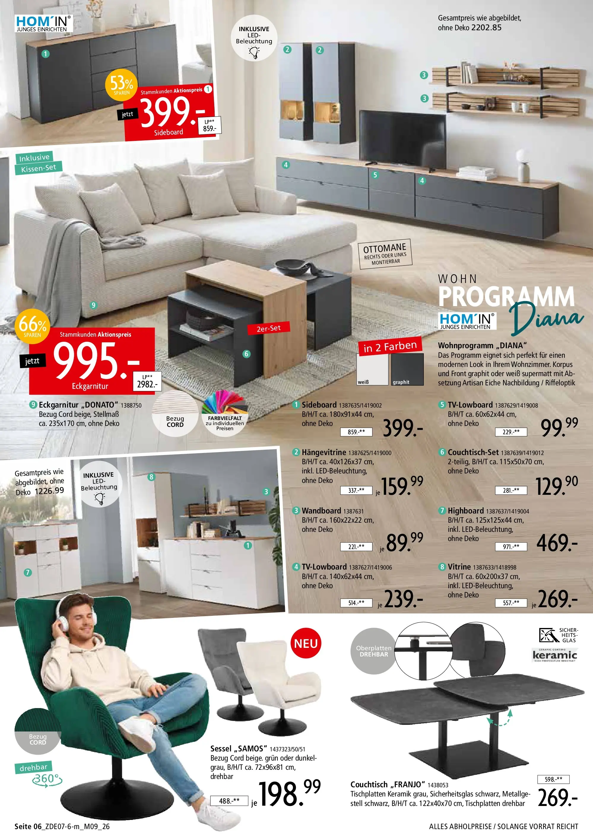 Zurbrüggen - Zurbrüggen: Mitnahme Möbel (ab 10.07.2026) zum Blättern | Seite: 8 | Produkte: Sideboard, Vitrine, Hängevitrine, Couchtisch