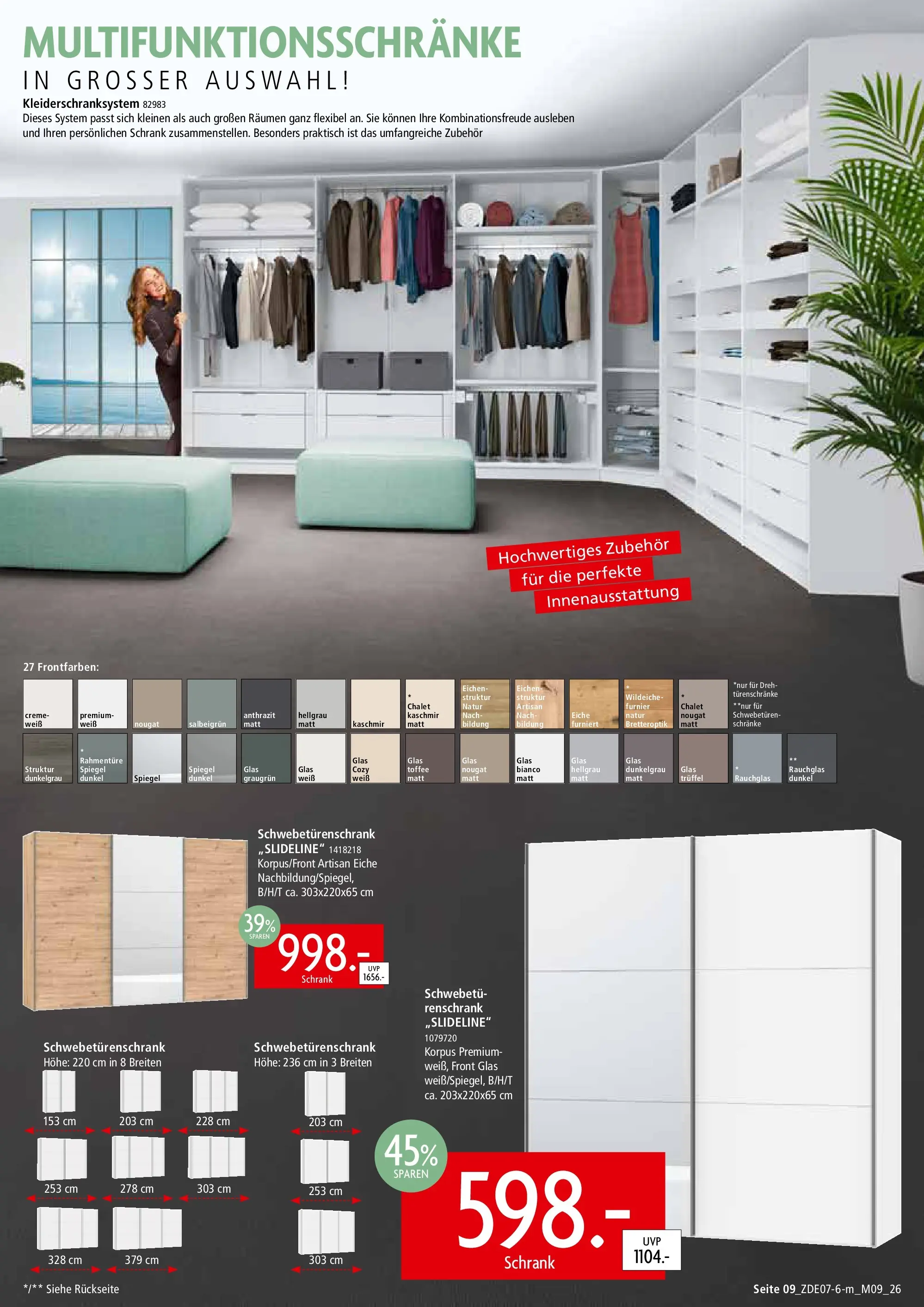 Zurbrüggen - Zurbrüggen: Mitnahme Möbel (ab 10.07.2026) zum Blättern | Seite: 13 | Produkte: Schwebetürenschrank, Schrank, Spiegel, Creme