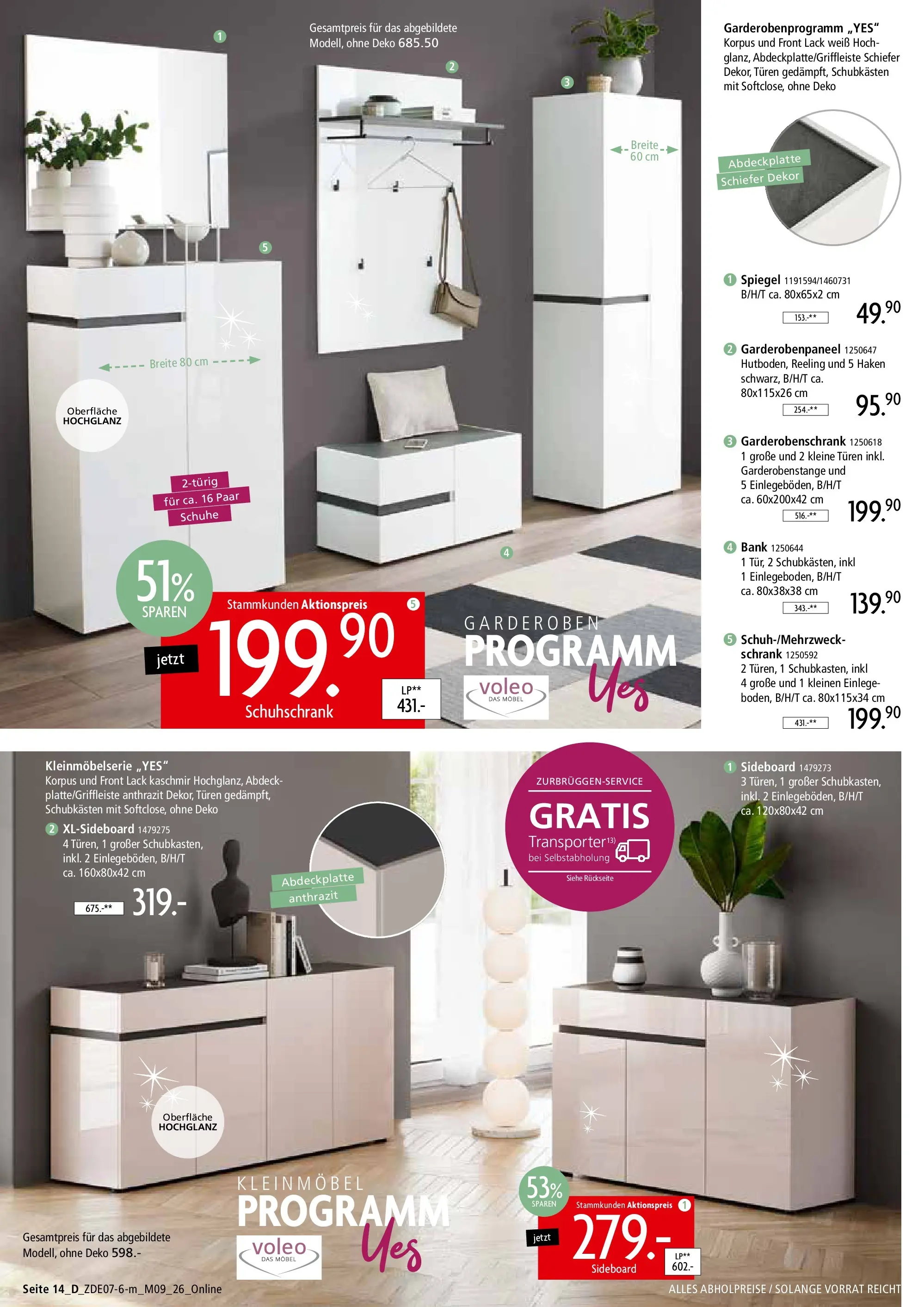 Zurbrüggen - Zurbrüggen: Mitnahme Möbel (ab 10.07.2026) zum Blättern | Seite: 32 | Produkte: Sideboard, Schrank, Spiegel, Garderobenschrank