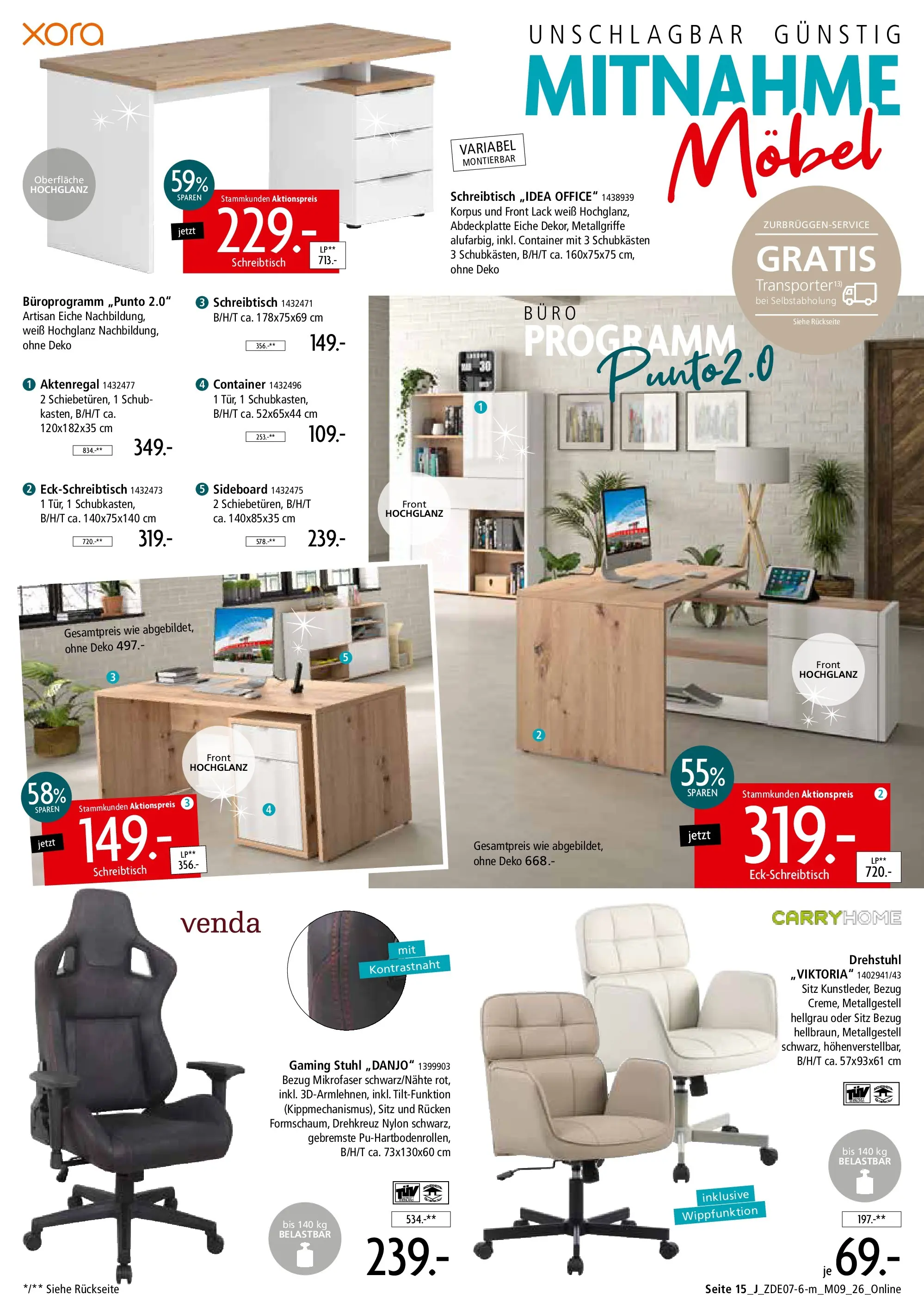 Zurbrüggen - Zurbrüggen: Mitnahme Möbel (ab 10.07.2026) zum Blättern | Seite: 45 | Produkte: Sideboard, Stuhl, Aktenregal