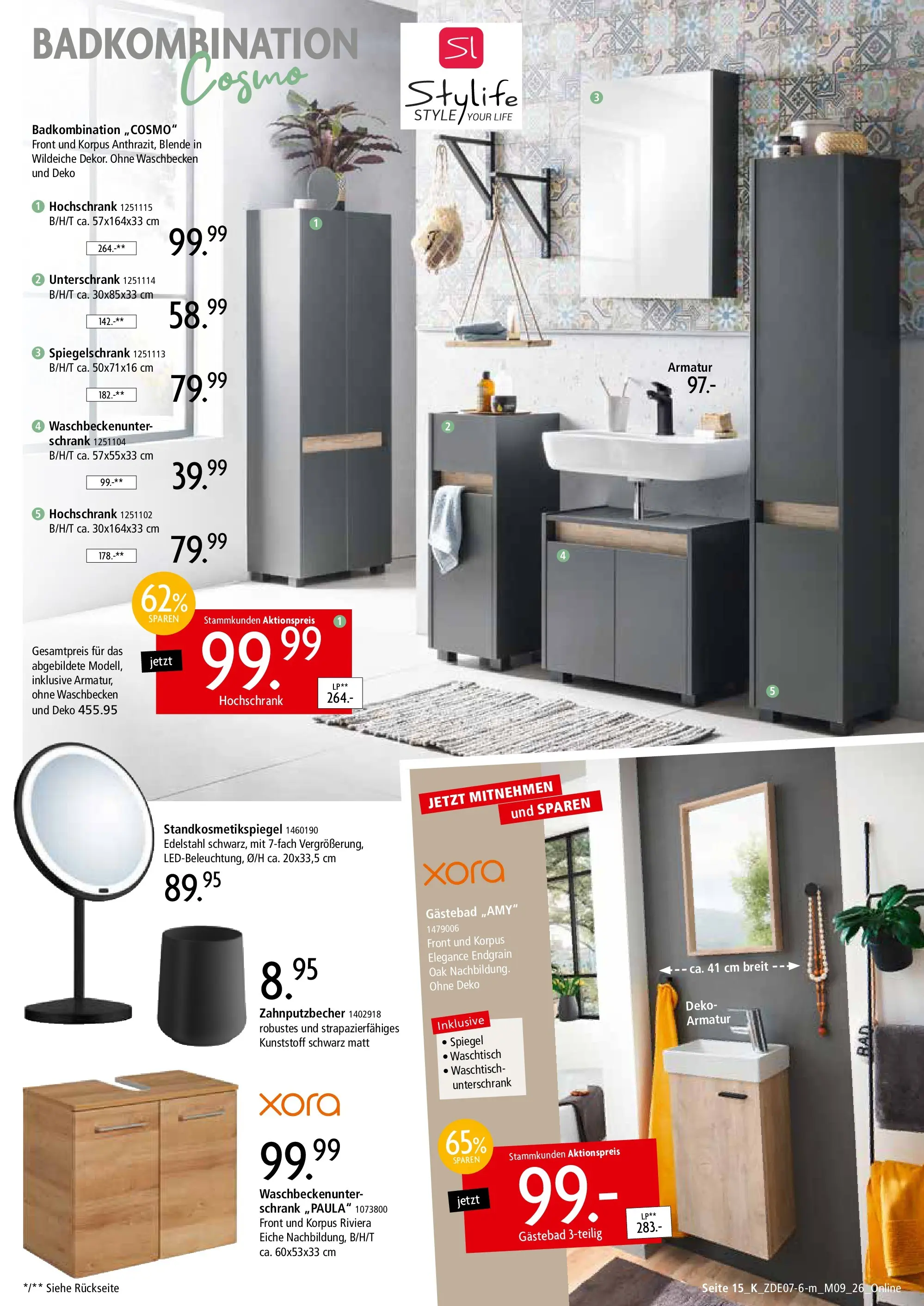 Zurbrüggen - Zurbrüggen: Mitnahme Möbel (ab 10.07.2026) zum Blättern | Seite: 47 | Produkte: Schrank, Waschbecken, Spiegel, Armatur