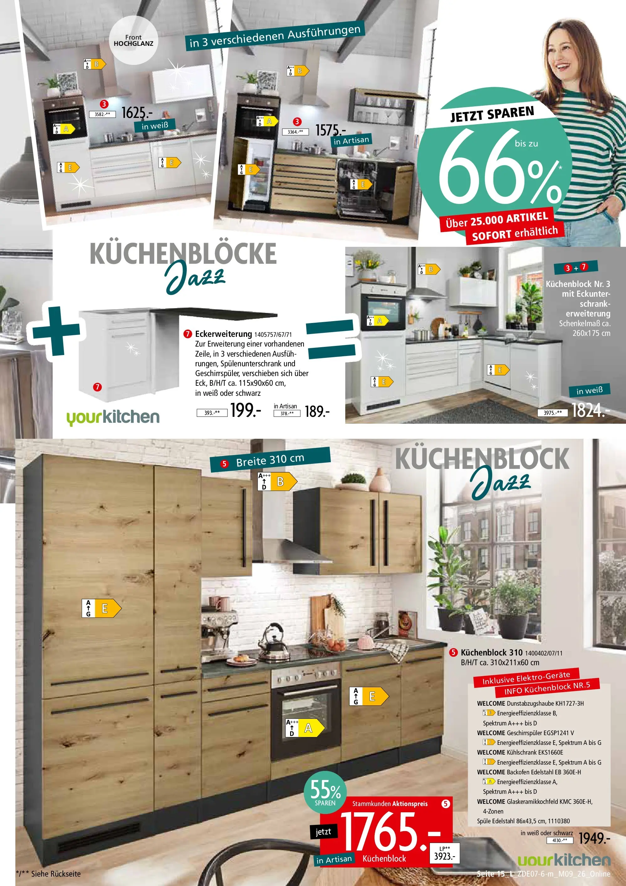 Zurbrüggen - Zurbrüggen: Mitnahme Möbel (ab 10.07.2026) zum Blättern | Seite: 49 | Produkte: Küchenblock, Schrank, Kühlschrank, Backofen