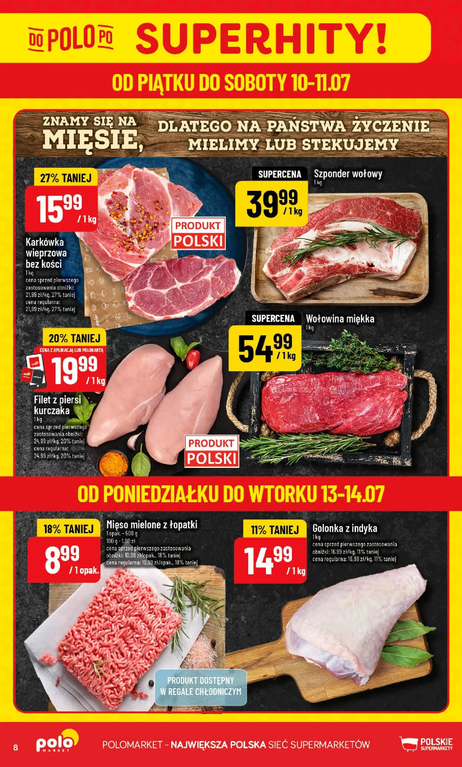 Nowa POLOmarket gazetka od jutra (08.07.2026) | Strona: 8 | Produkty: Piersi, Mięso, Mięso mielone, Filet z piersi kurczaka Nowa POLOmarket gazetka od jutra 08.07.2026 | Strona: 8 | Produkty: Piersi, Mięso, Mięso mielone, Filet z piersi kurczaka
