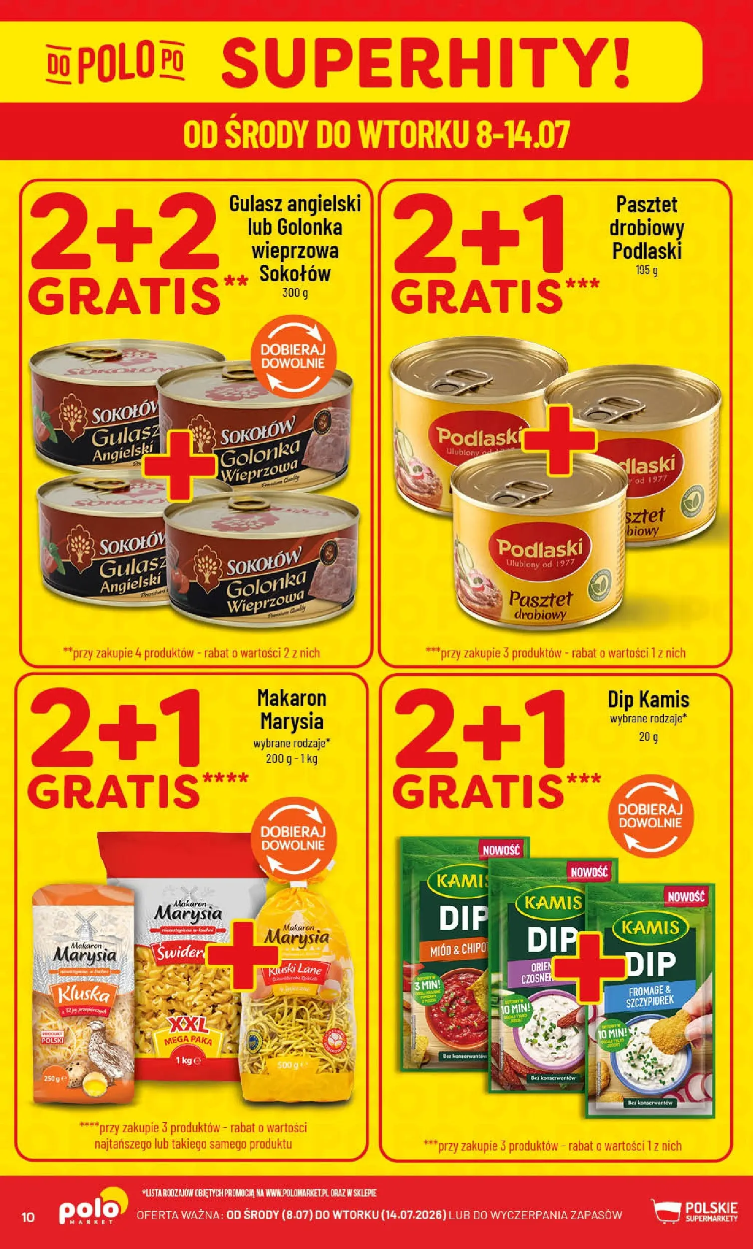 Nowa POLOmarket gazetka od jutra (08.07.2026) | Strona: 10 | Produkty: Golonka wieprzowa, Gulasz angielski, Makaron, Gulasz Nowa POLOmarket gazetka od jutra 08.07.2026 | Strona: 10 | Produkty: Golonka wieprzowa, Gulasz angielski, Makaron, Gulasz