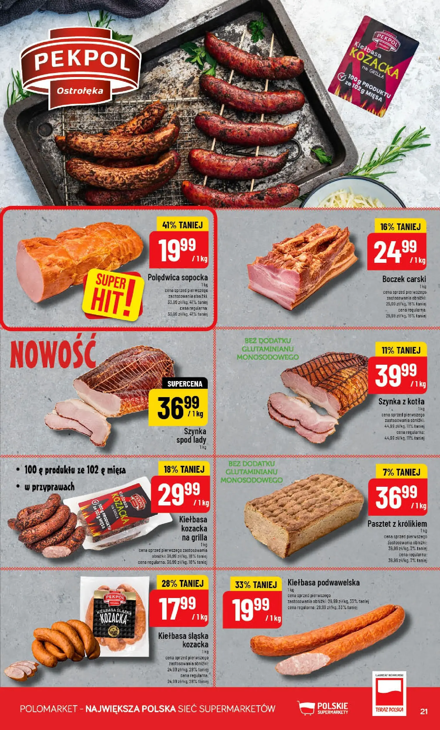 Nowa POLOmarket gazetka od jutra (08.07.2026) | Strona: 21 | Produkty: Kiełbasa, Szynka, Kiełbasa śląska, Boczek Nowa POLOmarket gazetka od jutra 08.07.2026 | Strona: 21 | Produkty: Kiełbasa, Szynka, Kiełbasa śląska, Boczek