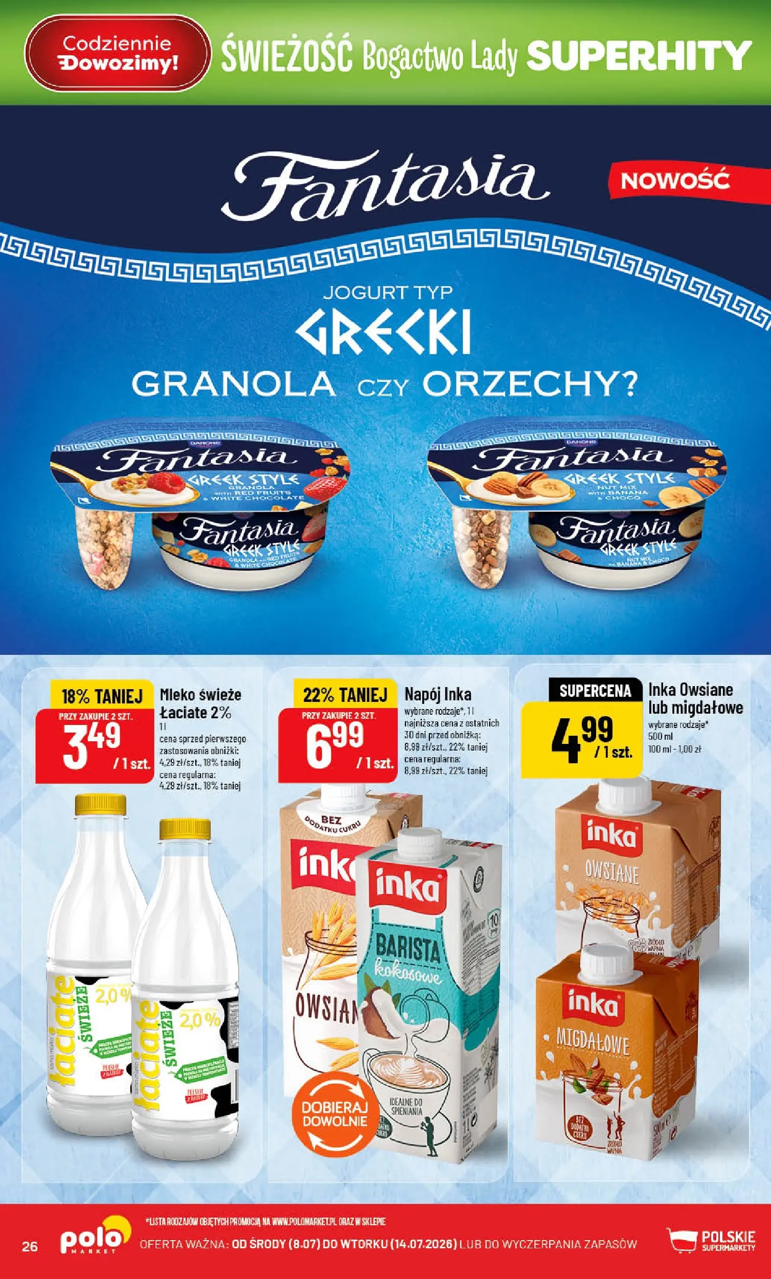 Nowa POLOmarket gazetka od jutra (08.07.2026) | Strona: 26 | Produkty: Granola, Mleko, Jogurt, Orzechy Nowa POLOmarket gazetka od jutra 08.07.2026 | Strona: 26 | Produkty: Granola, Mleko, Jogurt, Orzechy