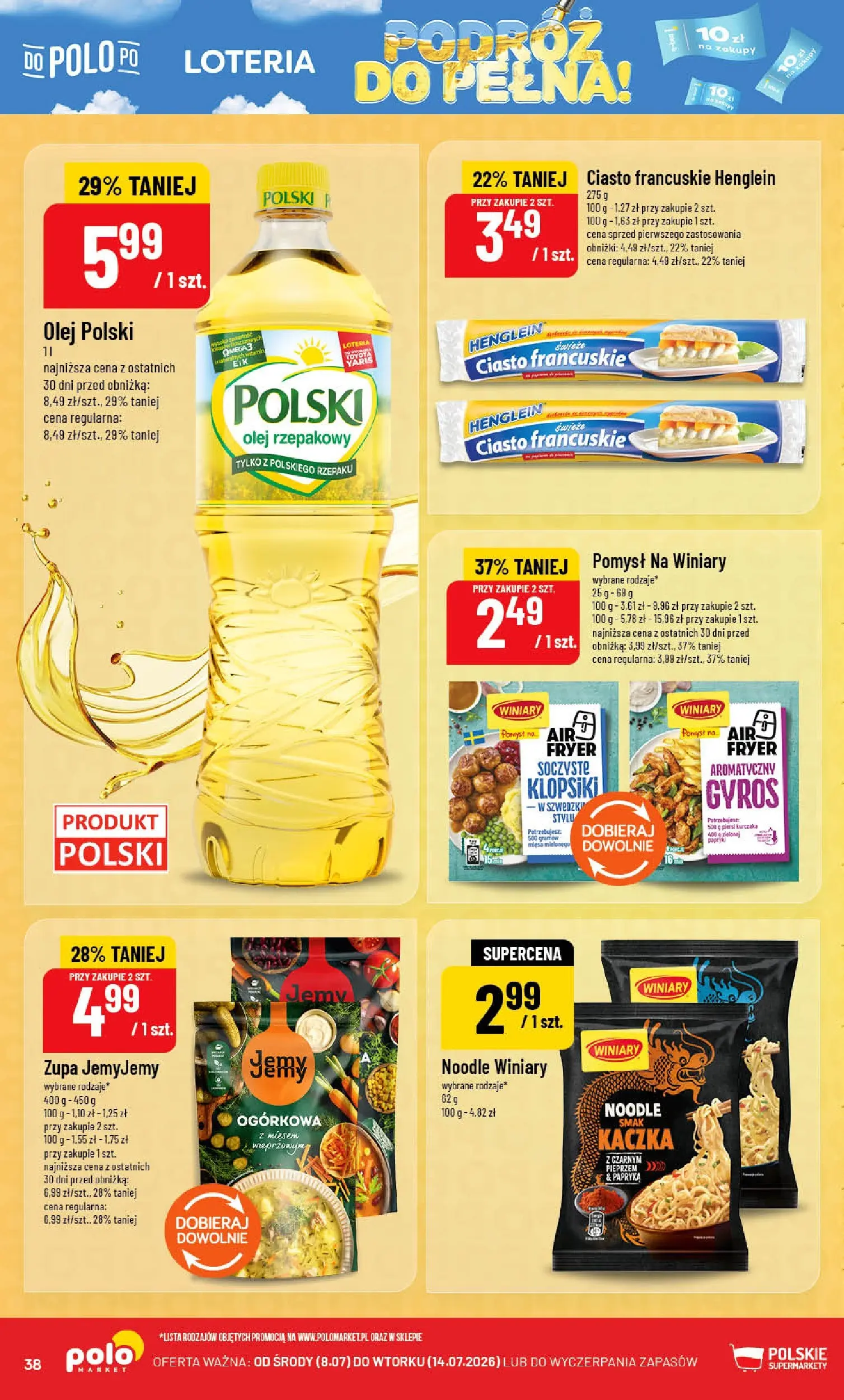 Nowa POLOmarket gazetka od jutra (08.07.2026) | Strona: 38 | Produkty: Olej rzepakowy, Ciasto francuskie, Kaczka, Klopsiki Nowa POLOmarket gazetka od jutra 08.07.2026 | Strona: 38 | Produkty: Olej rzepakowy, Ciasto francuskie, Kaczka, Klopsiki