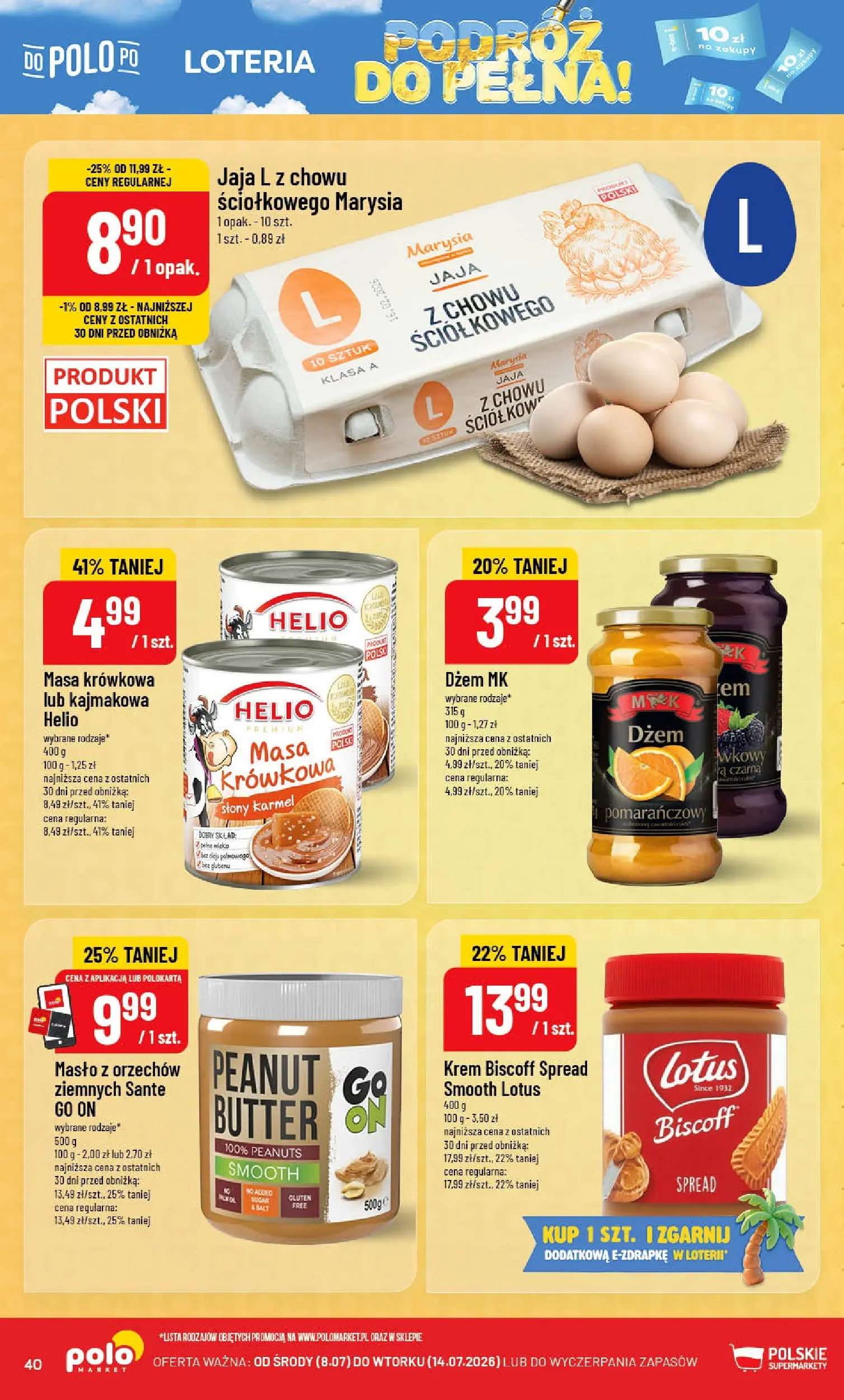 Nowa POLOmarket gazetka od jutra (08.07.2026) | Strona: 40 | Produkty: Dżem, Masło, Krem, Jaja Nowa POLOmarket gazetka od jutra 08.07.2026 | Strona: 40 | Produkty: Dżem, Masło, Krem, Jaja