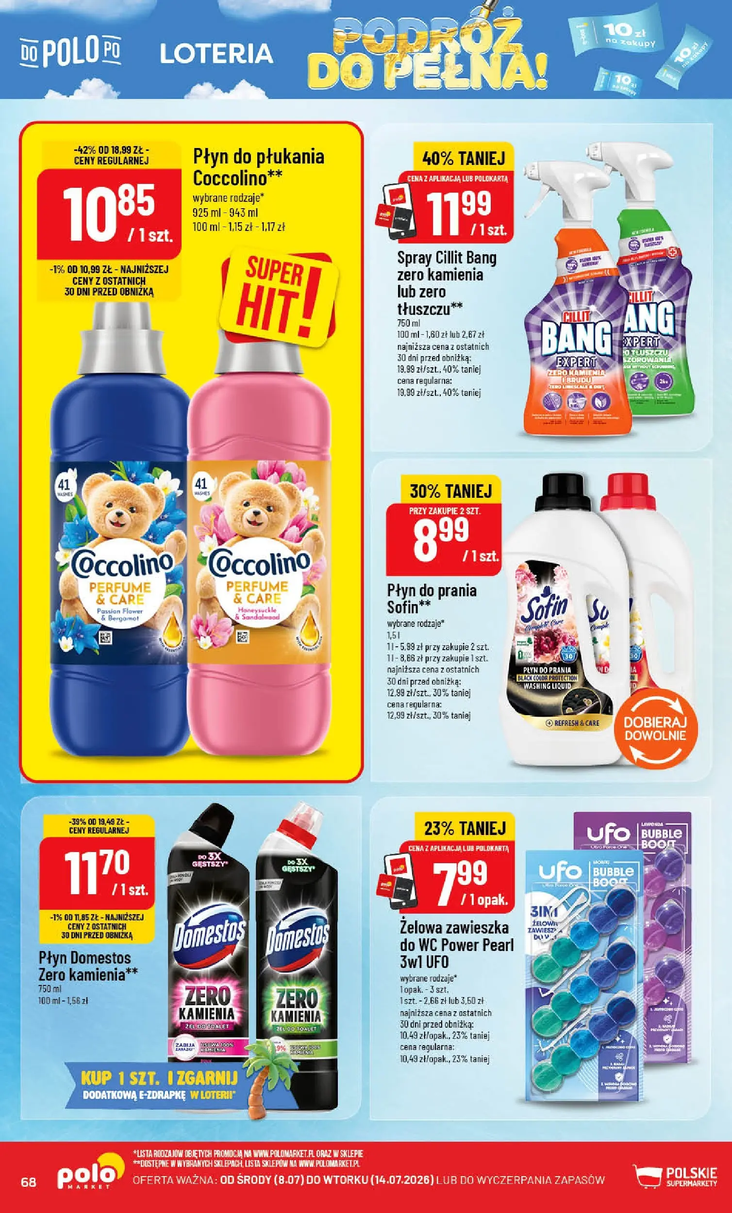 Nowa POLOmarket gazetka od jutra (08.07.2026) | Strona: 68 | Produkty: Coccolino, Domestos Nowa POLOmarket gazetka od jutra 08.07.2026 | Strona: 68 | Produkty: Coccolino, Domestos