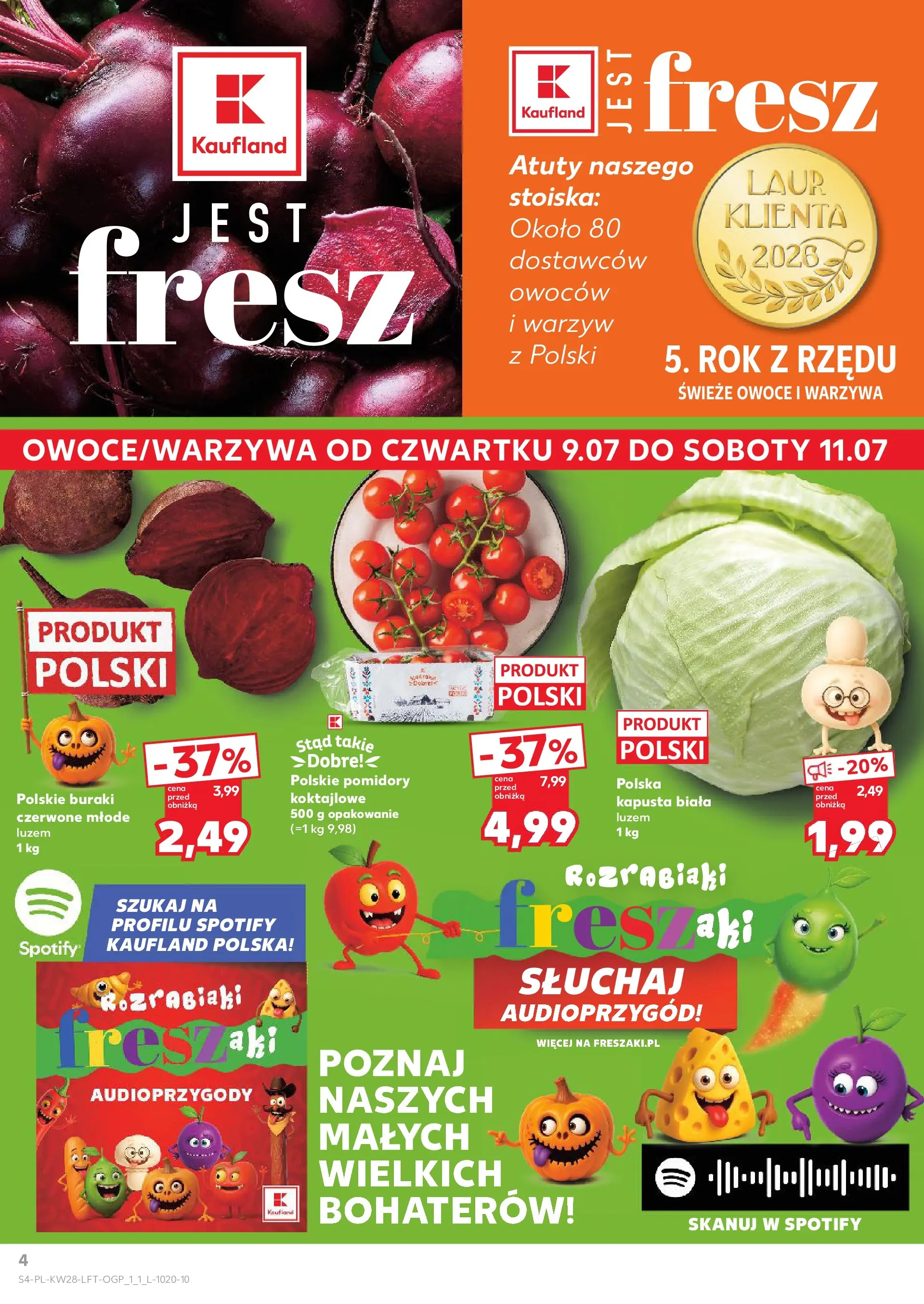 Kaufland gazetka (09.07.2026) - od jutra | Strona: 4 | Produkty: Kapusta, Buraki, Pomidory, Warzywa Kaufland gazetka od 09.07.2026 - od jutra PDF | Strona: 4 | Produkty: Kapusta, Buraki, Pomidory, Warzywa